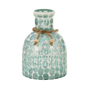 GLASS, 6"H MOSAIC VASE, BLUE