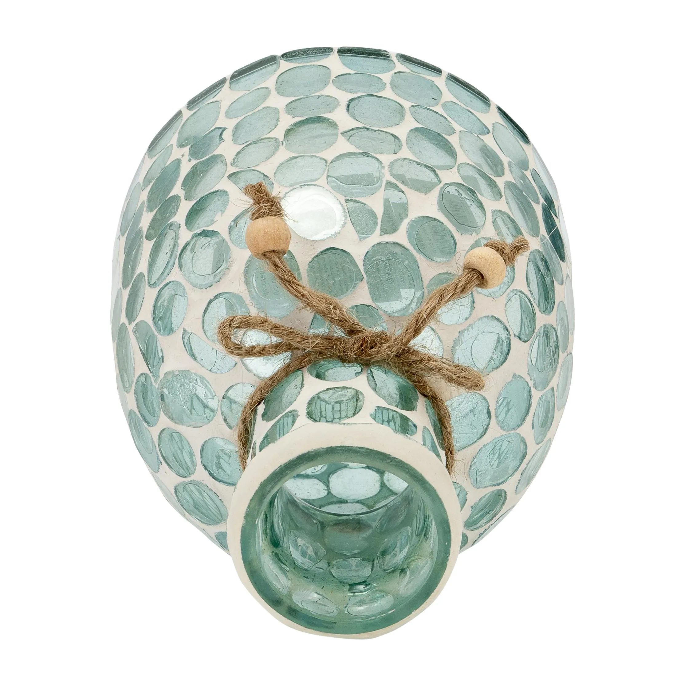 GLASS, 6"H MOSAIC VASE, BLUE