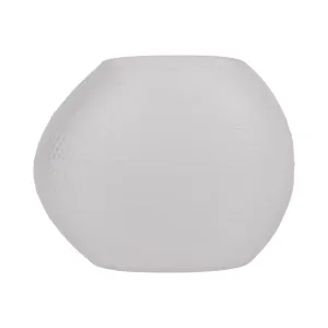GLASS 8"H TEXTURED VASE, FROSTED WHITE