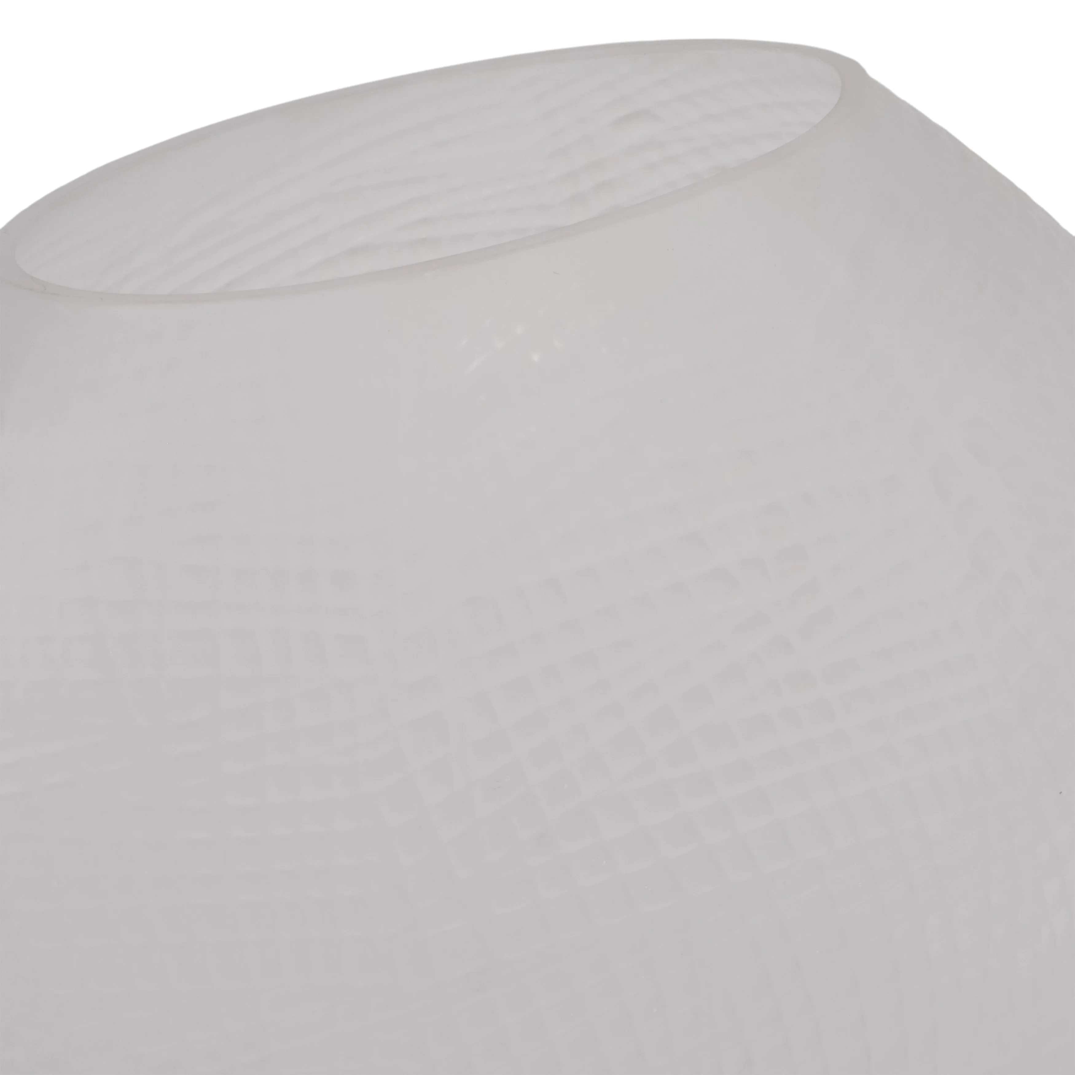 GLASS 8"H TEXTURED VASE, FROSTED WHITE