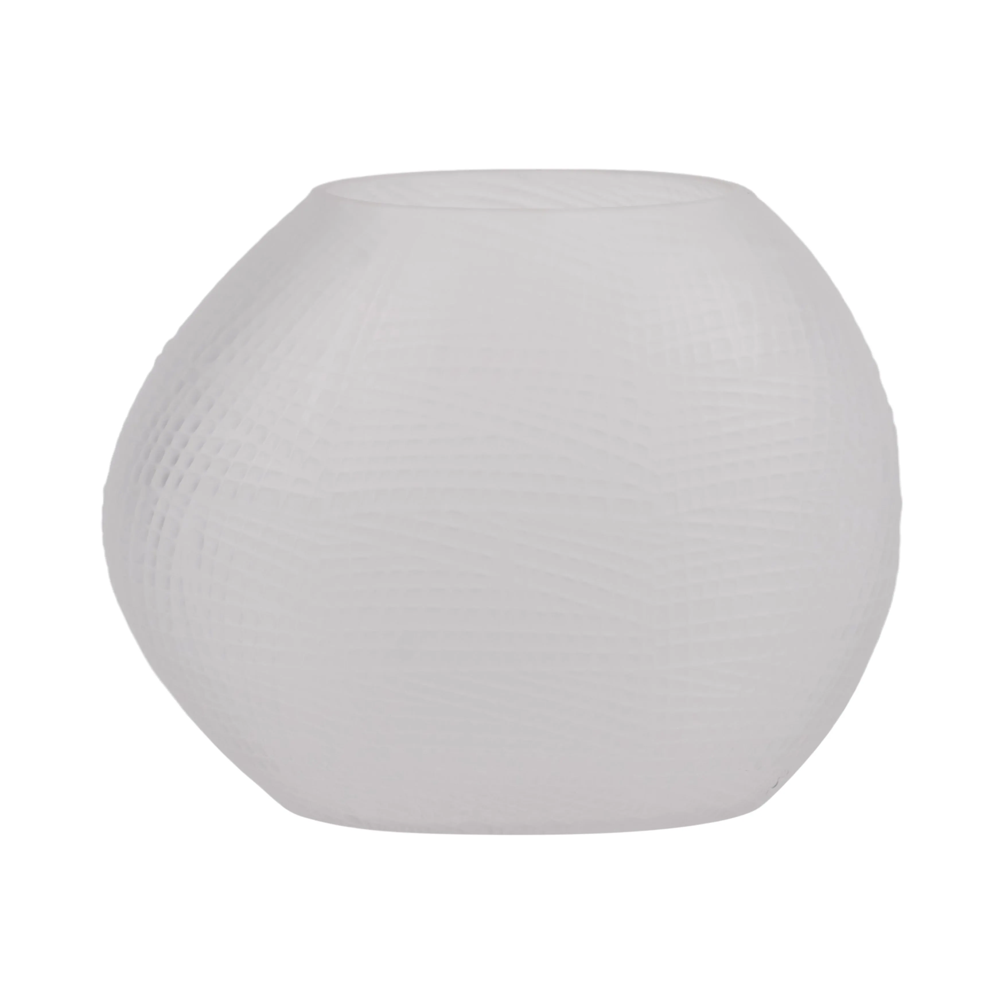 GLASS 8"H TEXTURED VASE, FROSTED WHITE