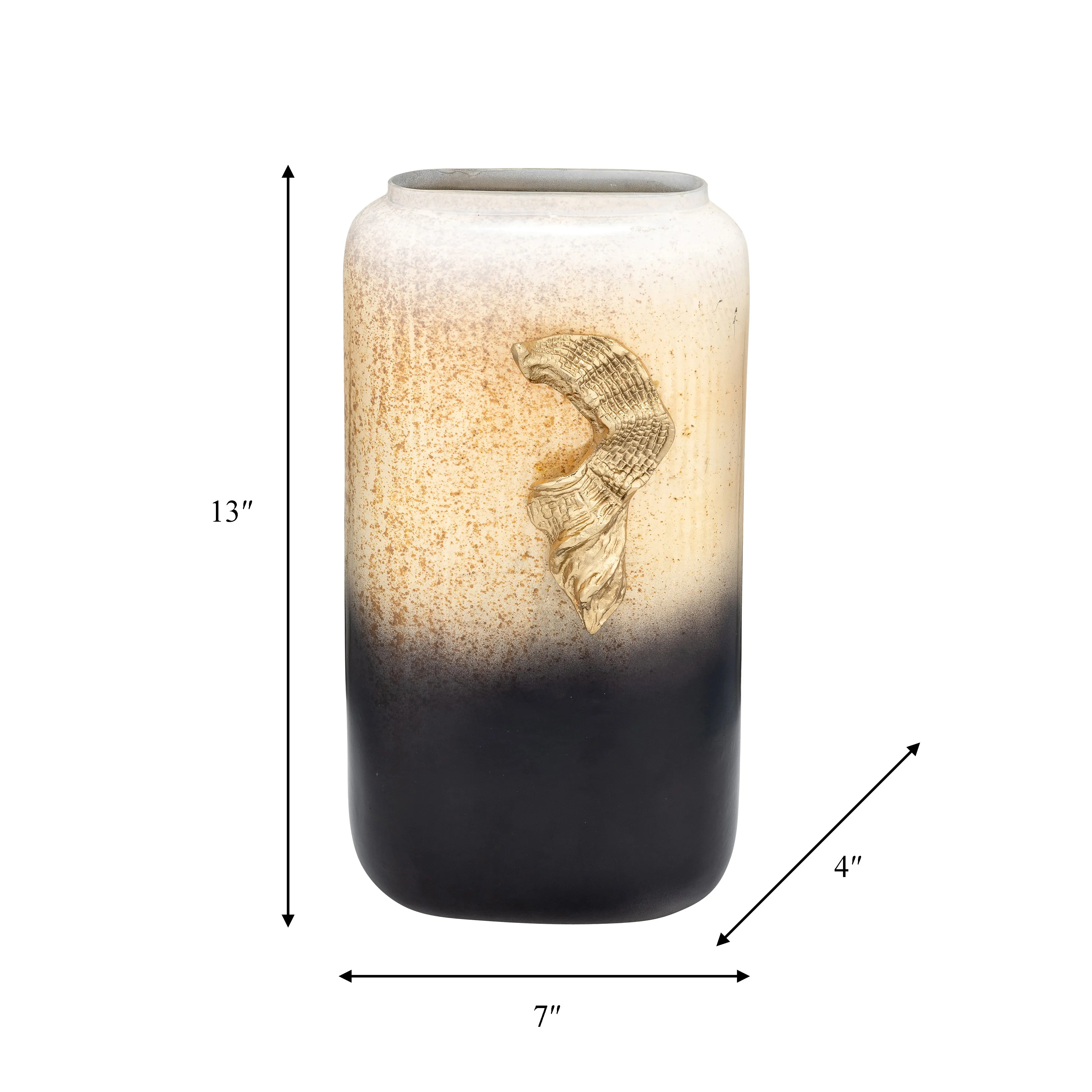 GLASS,13",VASE W/WING HANDLE,CHAMPAGNE/BLK