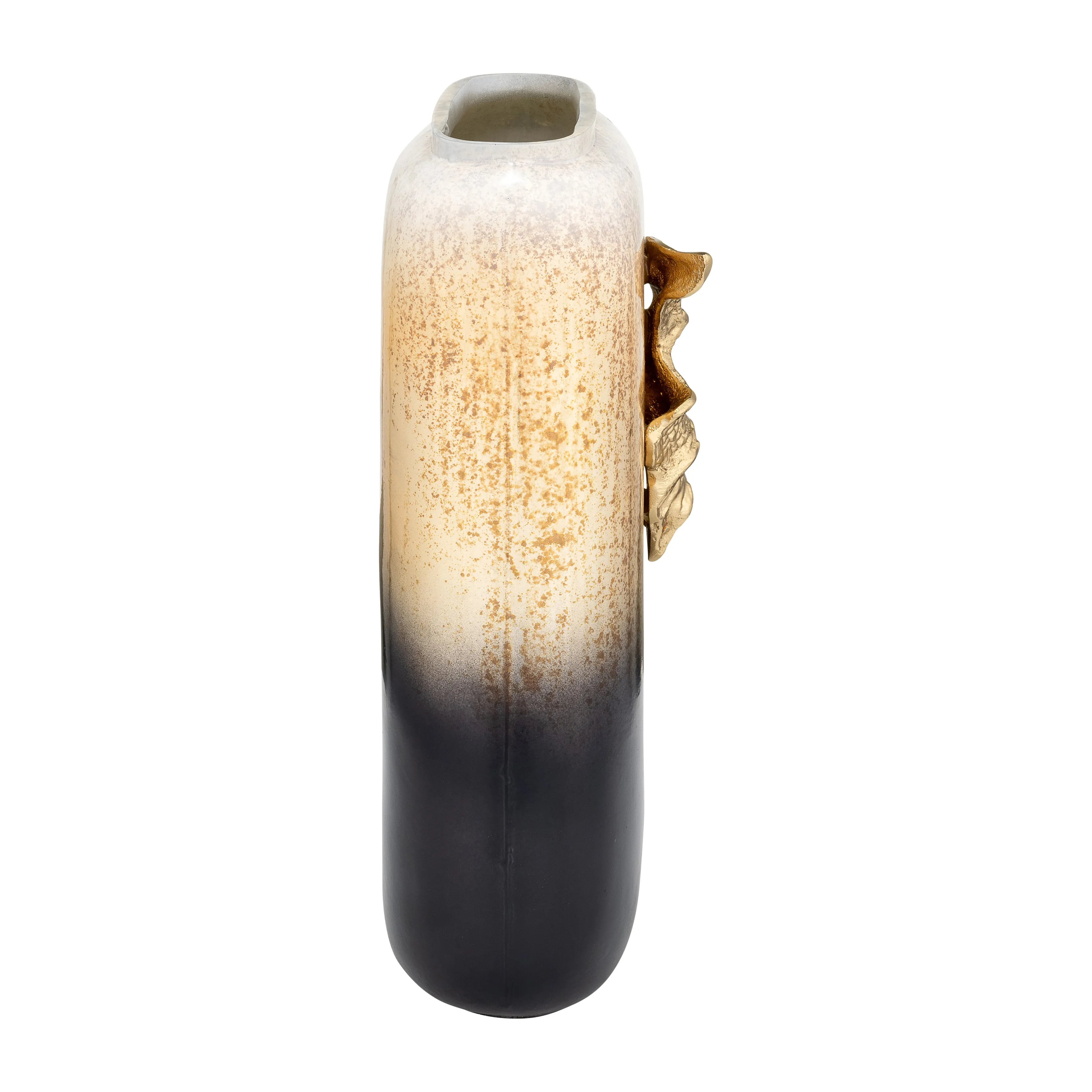 GLASS,13",VASE W/WING HANDLE,CHAMPAGNE/BLK