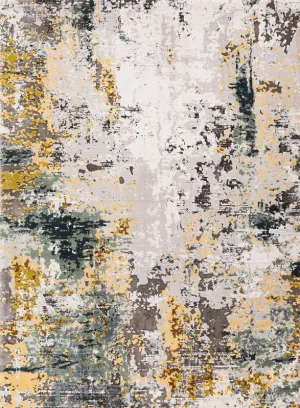 Gray, Yellow, and Green Area Rug
