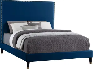 Harlie Navy Velvet Full Bed