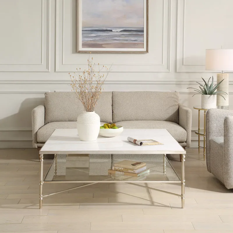 Henzler 126 W x 47 H x 126 D Square Coffee Table with Marble Top