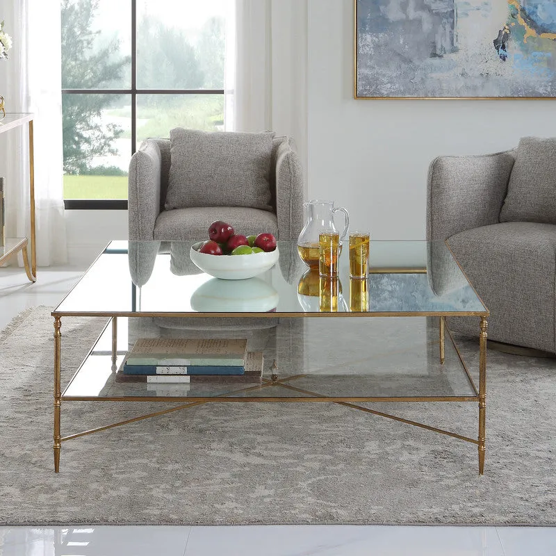 Henzler 126 W x 47 H x 126 D Square Coffee Table with Marble Top