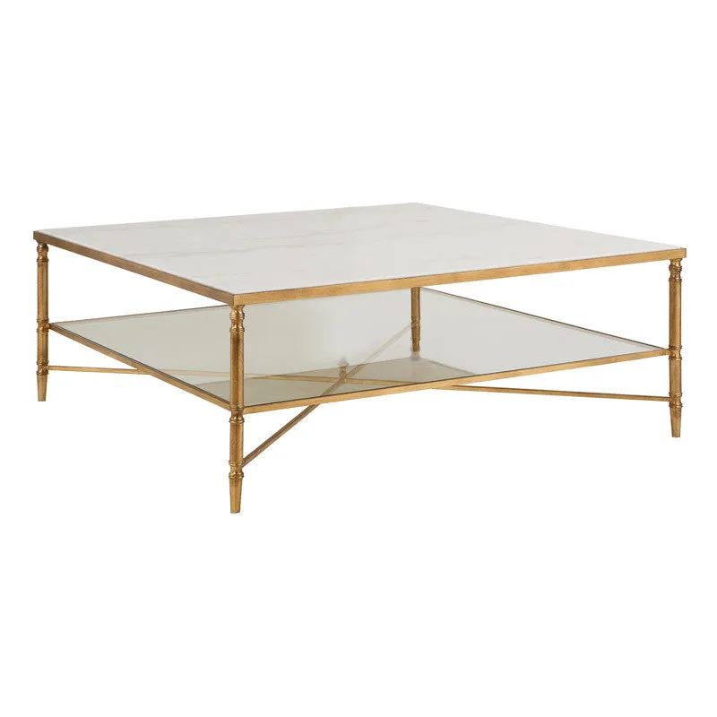 Henzler 126 W x 47 H x 126 D Square Coffee Table with Marble Top