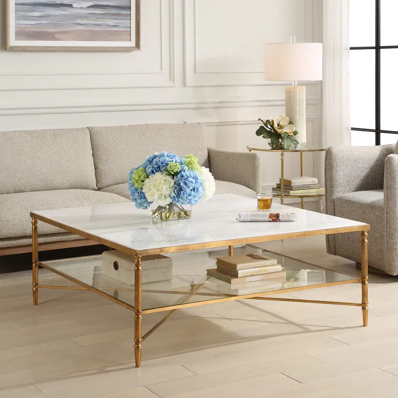 Henzler 126 W x 47 H x 126 D Square Coffee Table with Marble Top