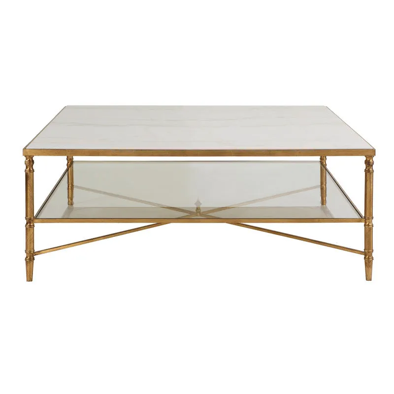Henzler 126 W x 47 H x 126 D Square Coffee Table with Marble Top