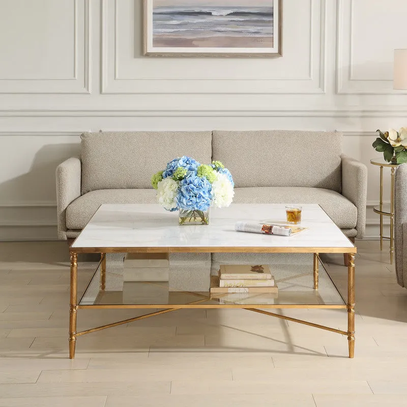 Henzler 126 W x 47 H x 126 D Square Coffee Table with Marble Top
