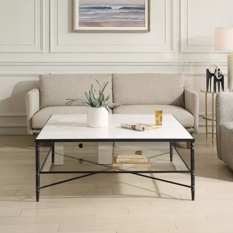 Henzler 126 W x 47 H x 126 D Square Coffee Table with Marble Top