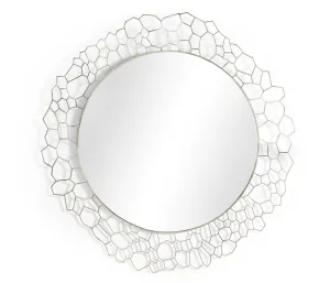 JC Modern - Soho Collection - 45" Circular White Brass Woven Net Mirror
