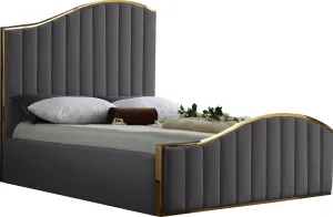 Jolie Grey Velvet King Bed (3 Boxes)