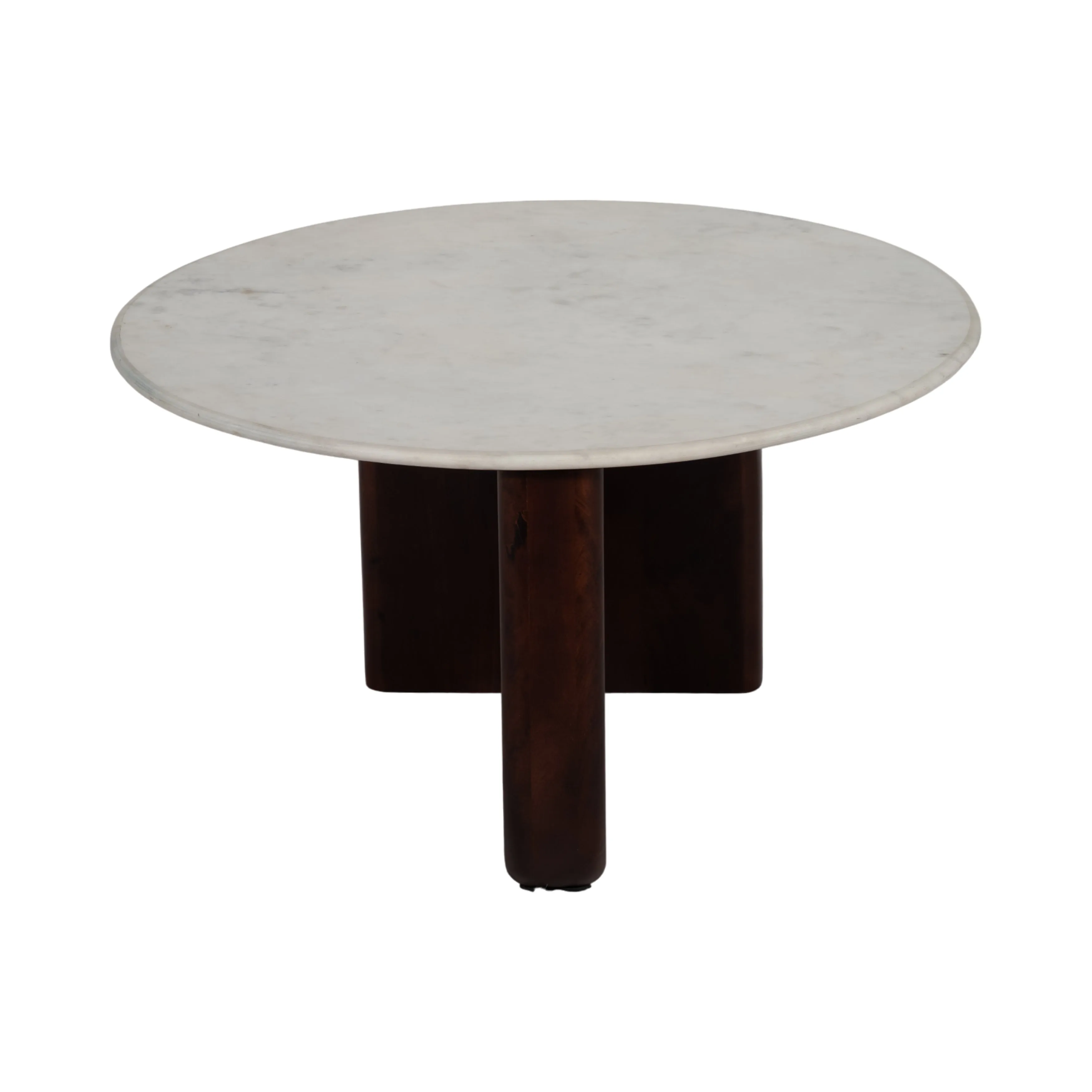Marble/Wood, 30"Dx17"H Round Cffee Tbl,Wlnt/Wht Kd