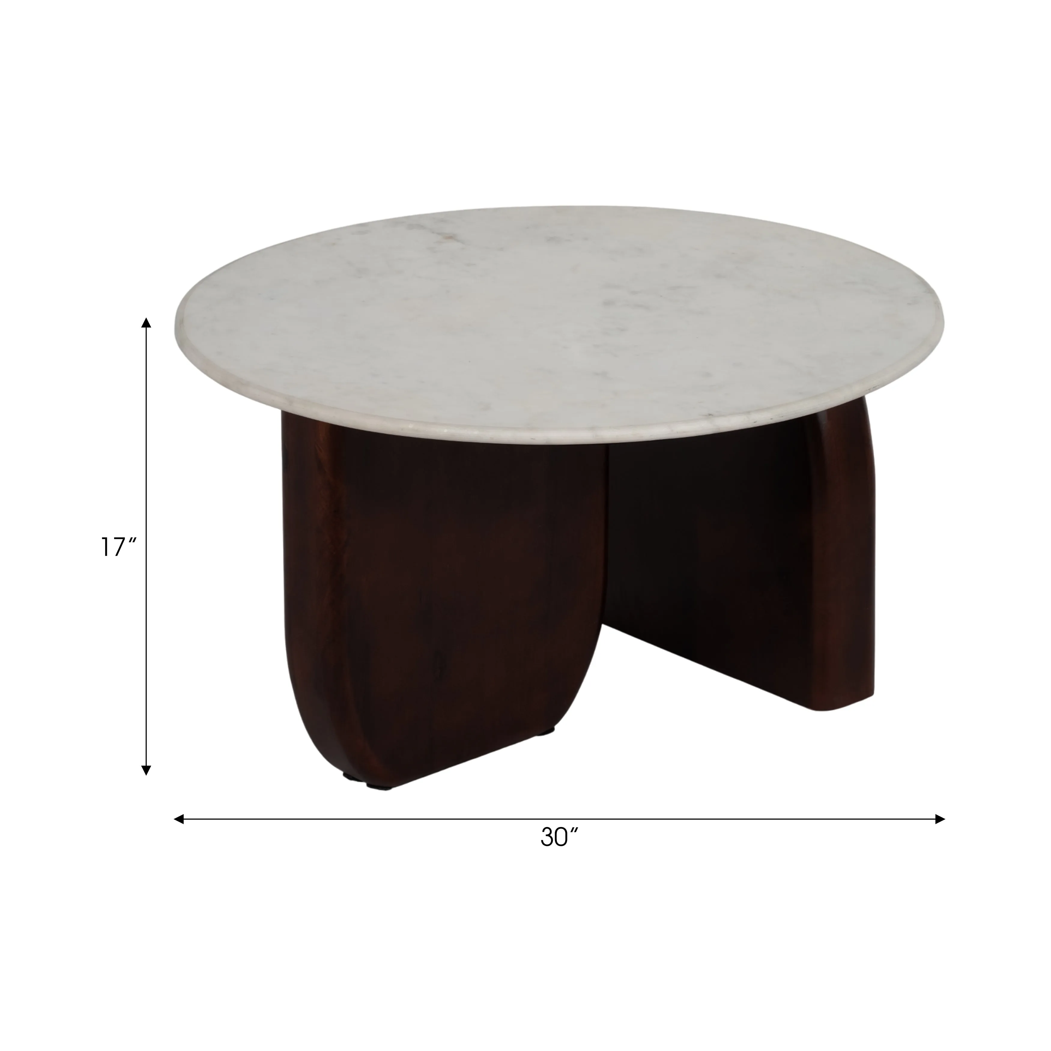 Marble/Wood, 30"Dx17"H Round Cffee Tbl,Wlnt/Wht Kd