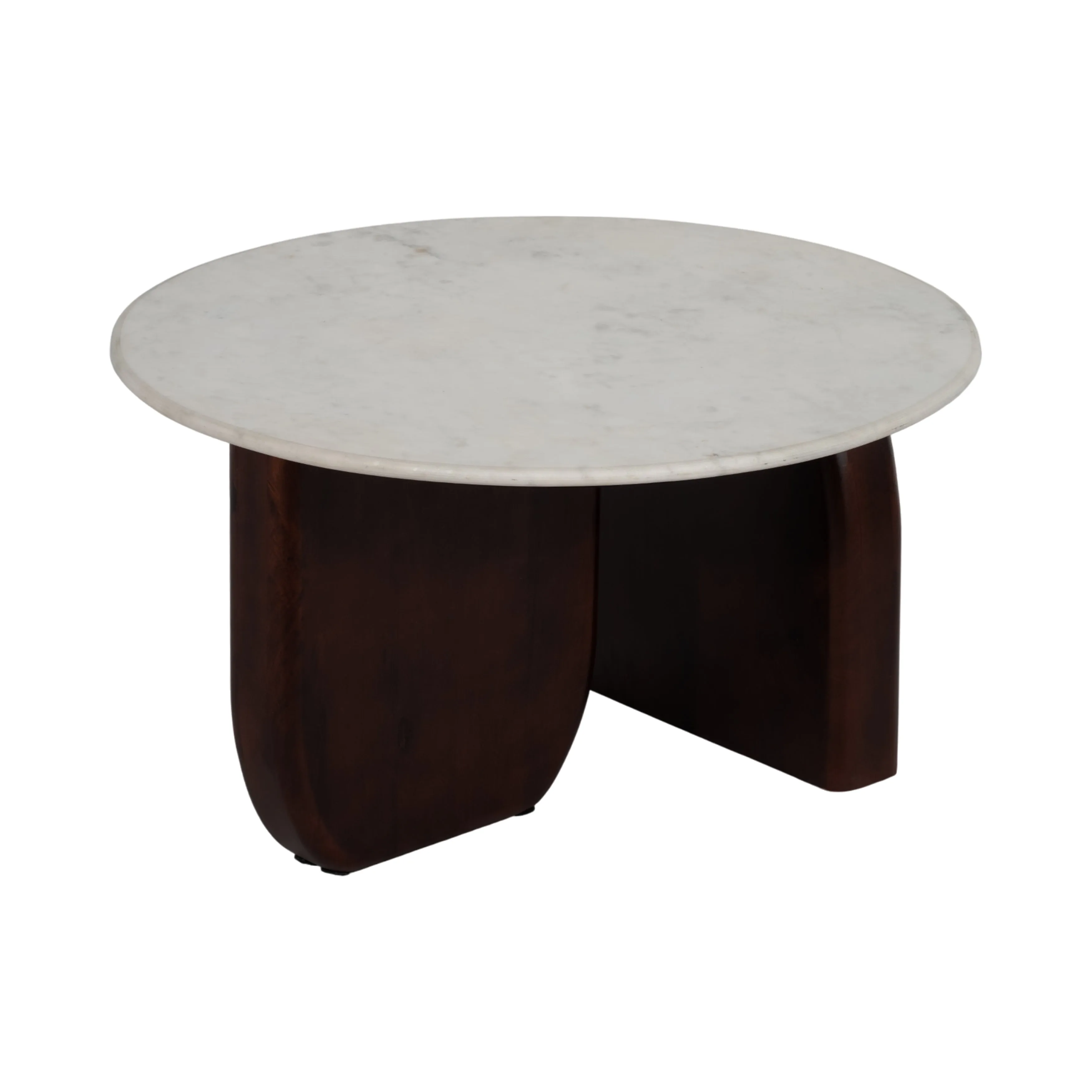 Marble/Wood, 30"Dx17"H Round Cffee Tbl,Wlnt/Wht Kd