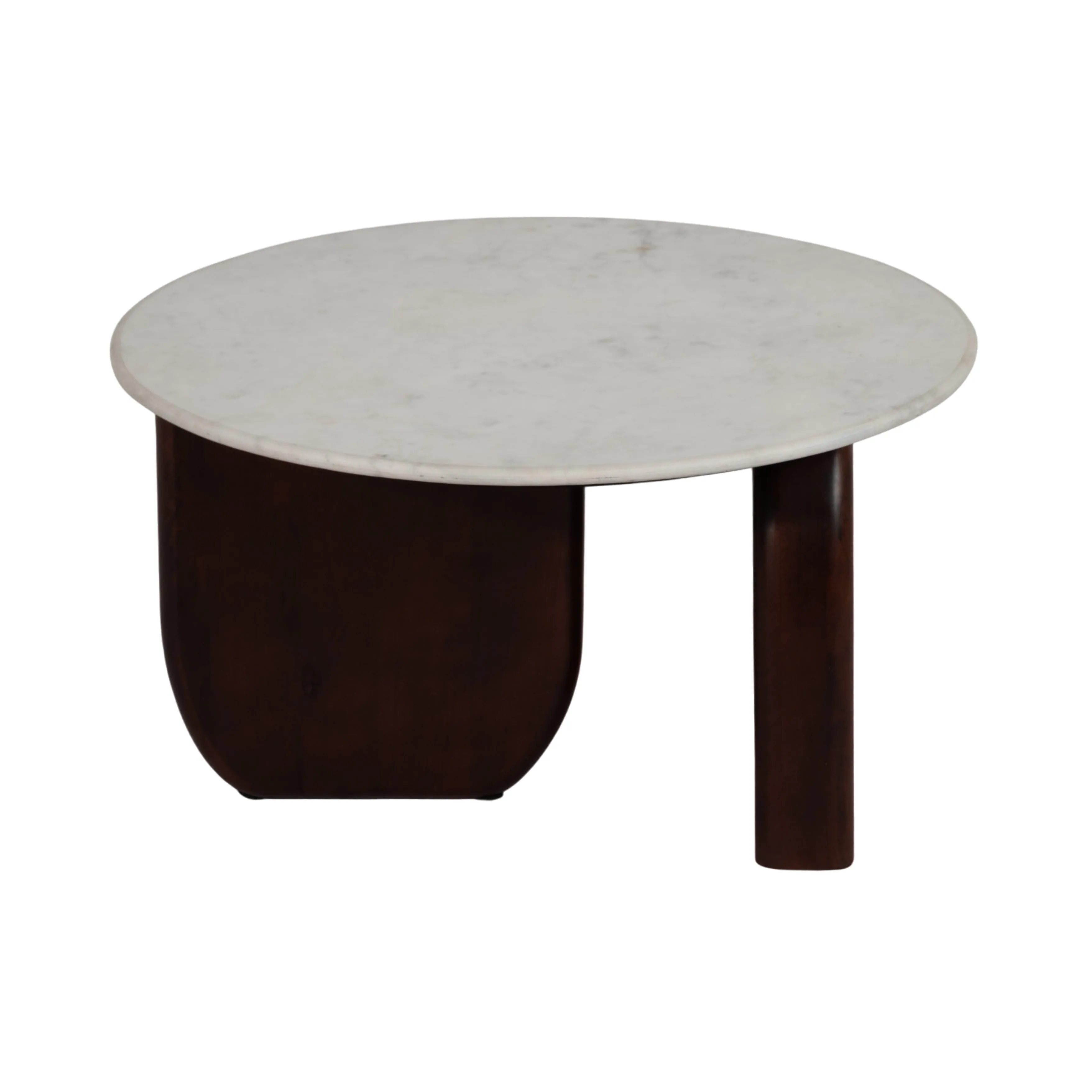 Marble/Wood, 30"Dx17"H Round Cffee Tbl,Wlnt/Wht Kd