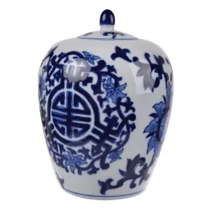 MEERA BLUE-AND-WHITE LIDDED JAR