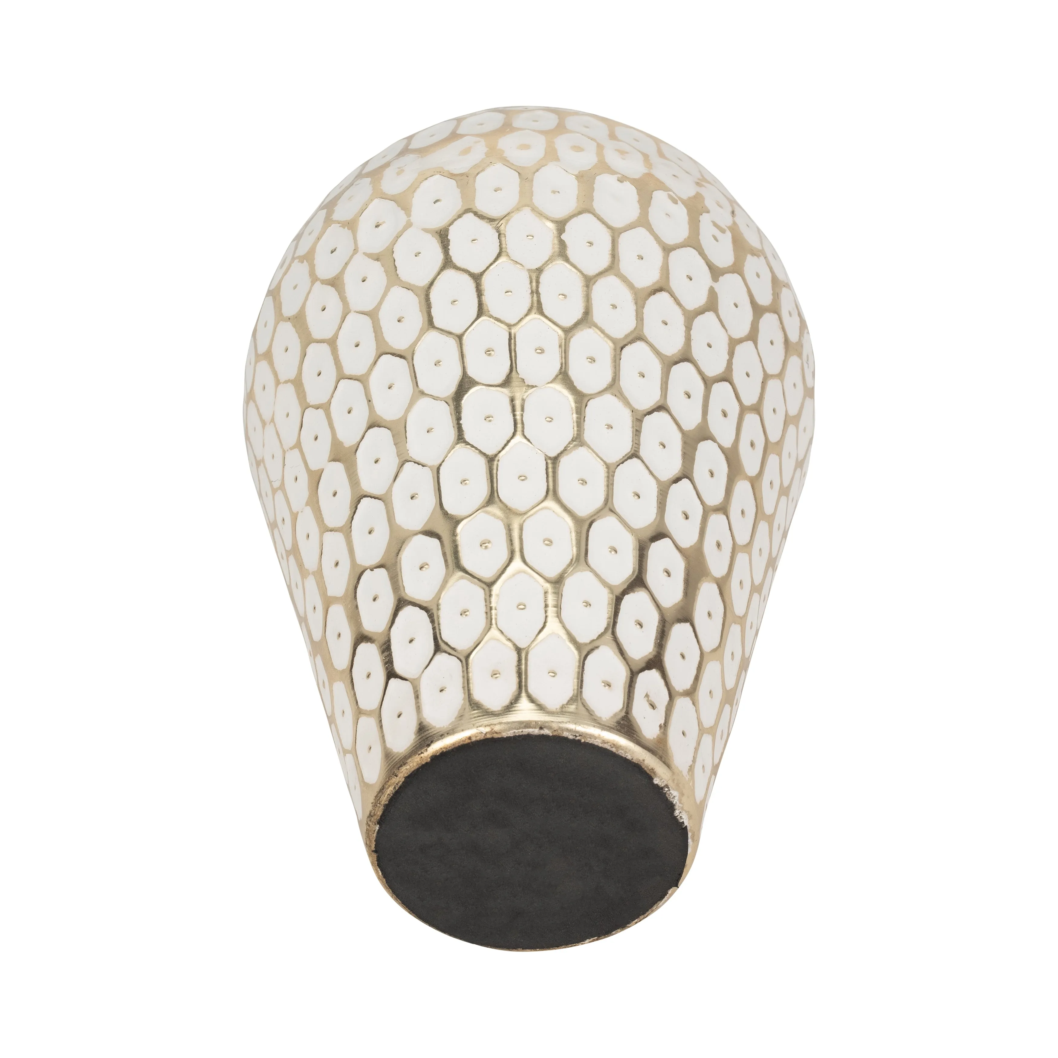 METAL, 11" TRIBAL URN VASE, GOLD