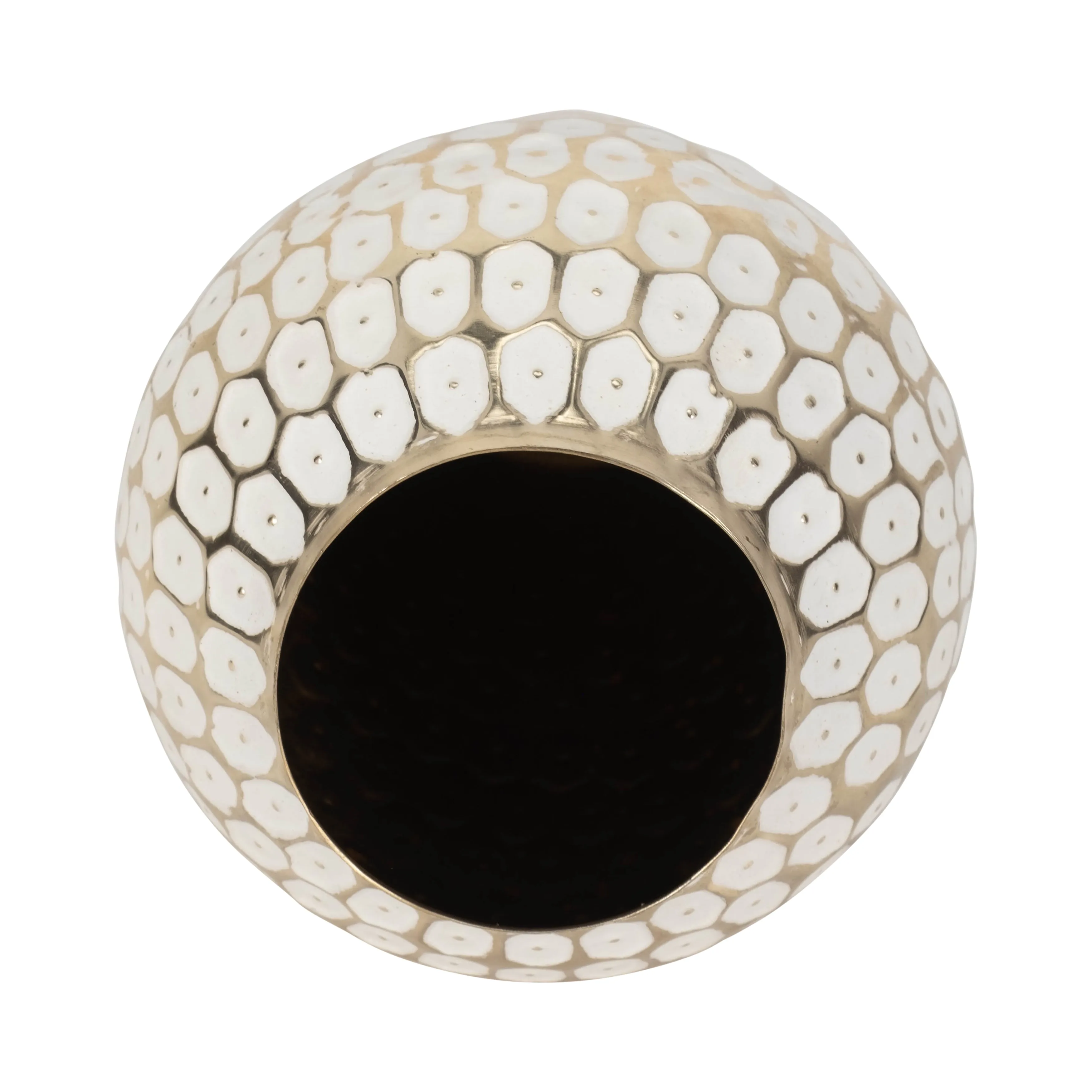 METAL, 11" TRIBAL URN VASE, GOLD