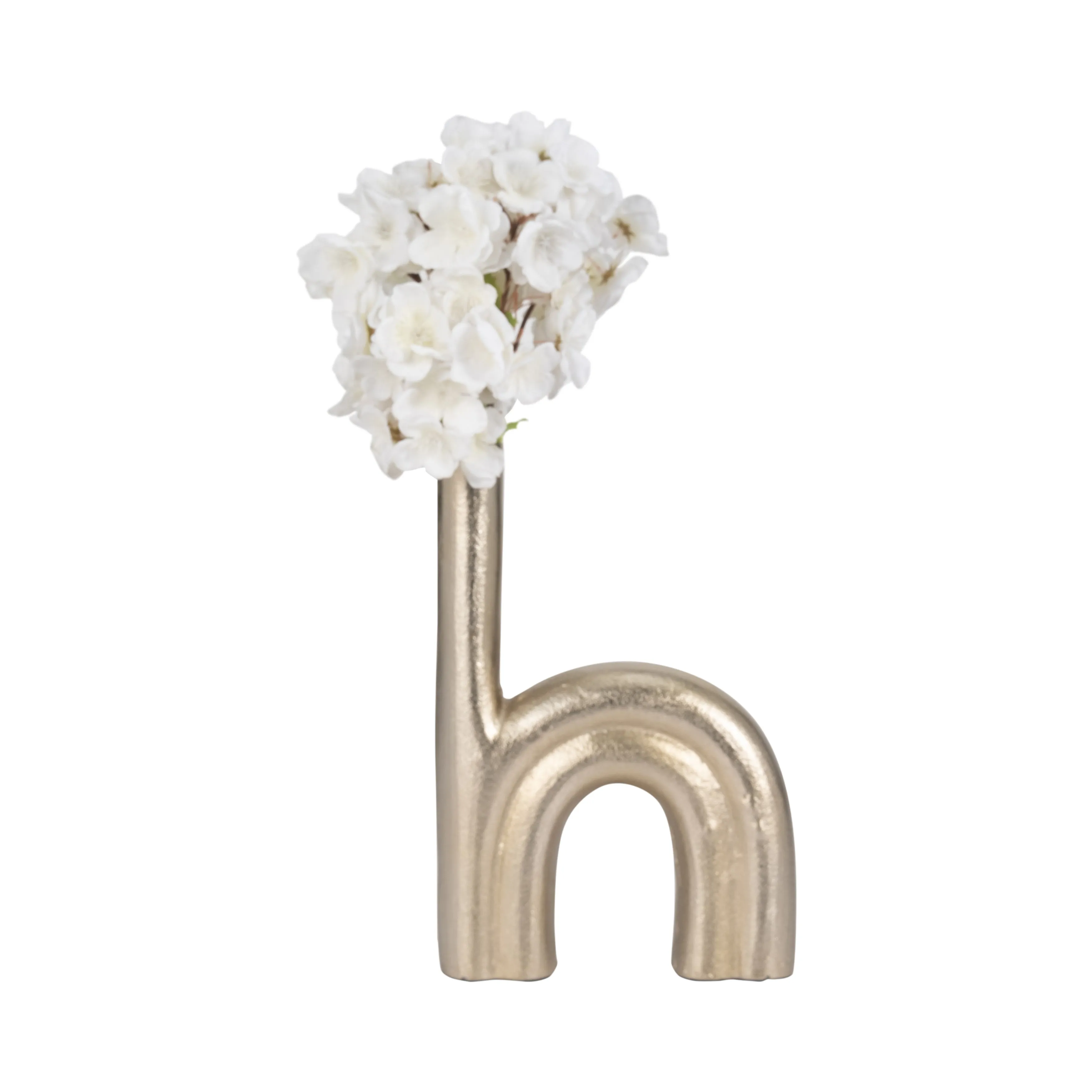 Metal, 12" Double Arch Vase, Champagne