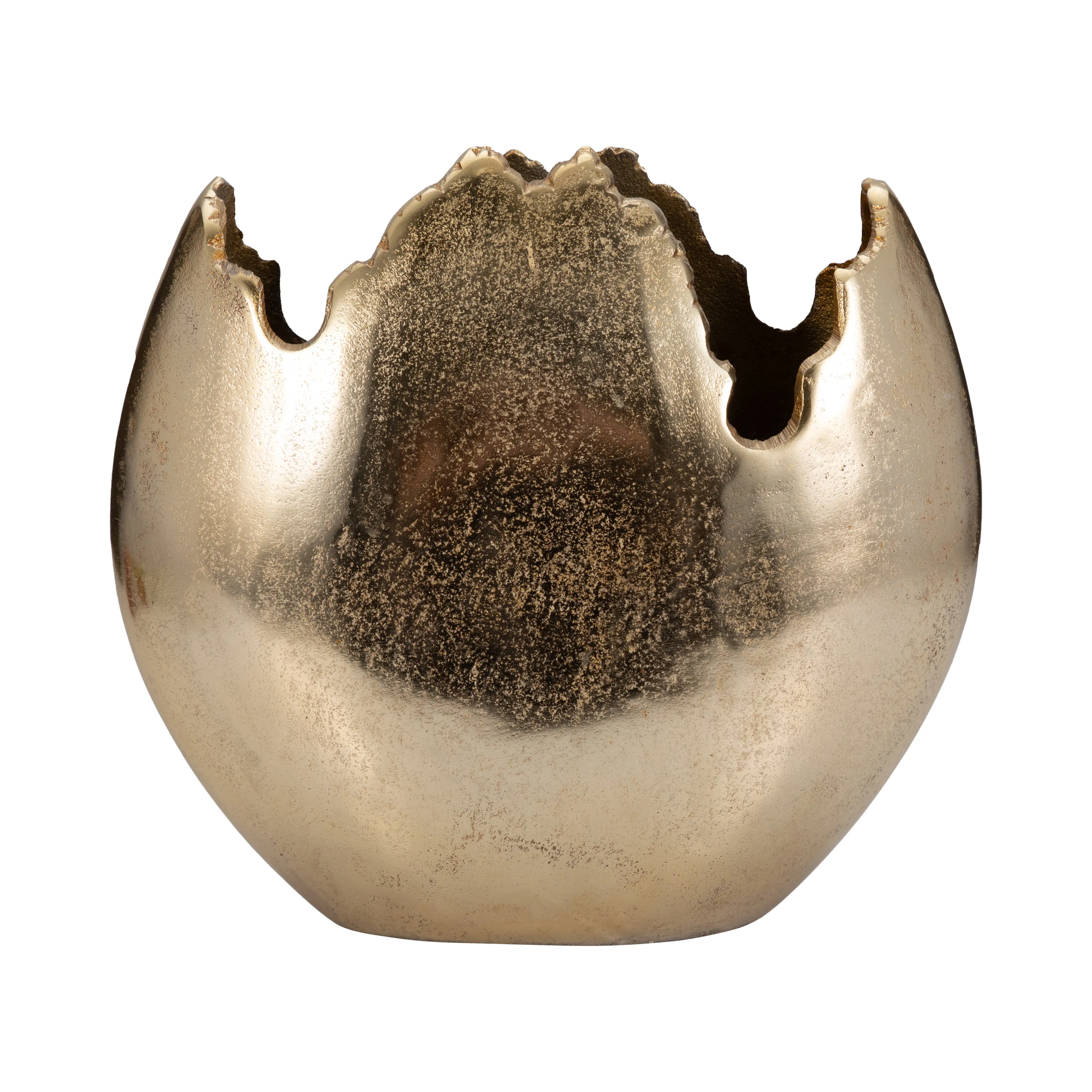 Metal, 12" Raw Edge Round Vase, Champagne