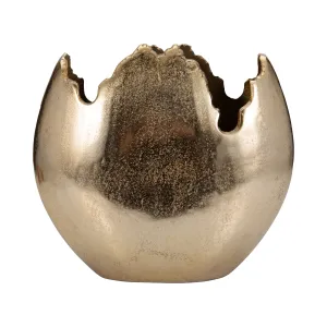 Metal, 12" Raw Edge Round Vase, Champagne