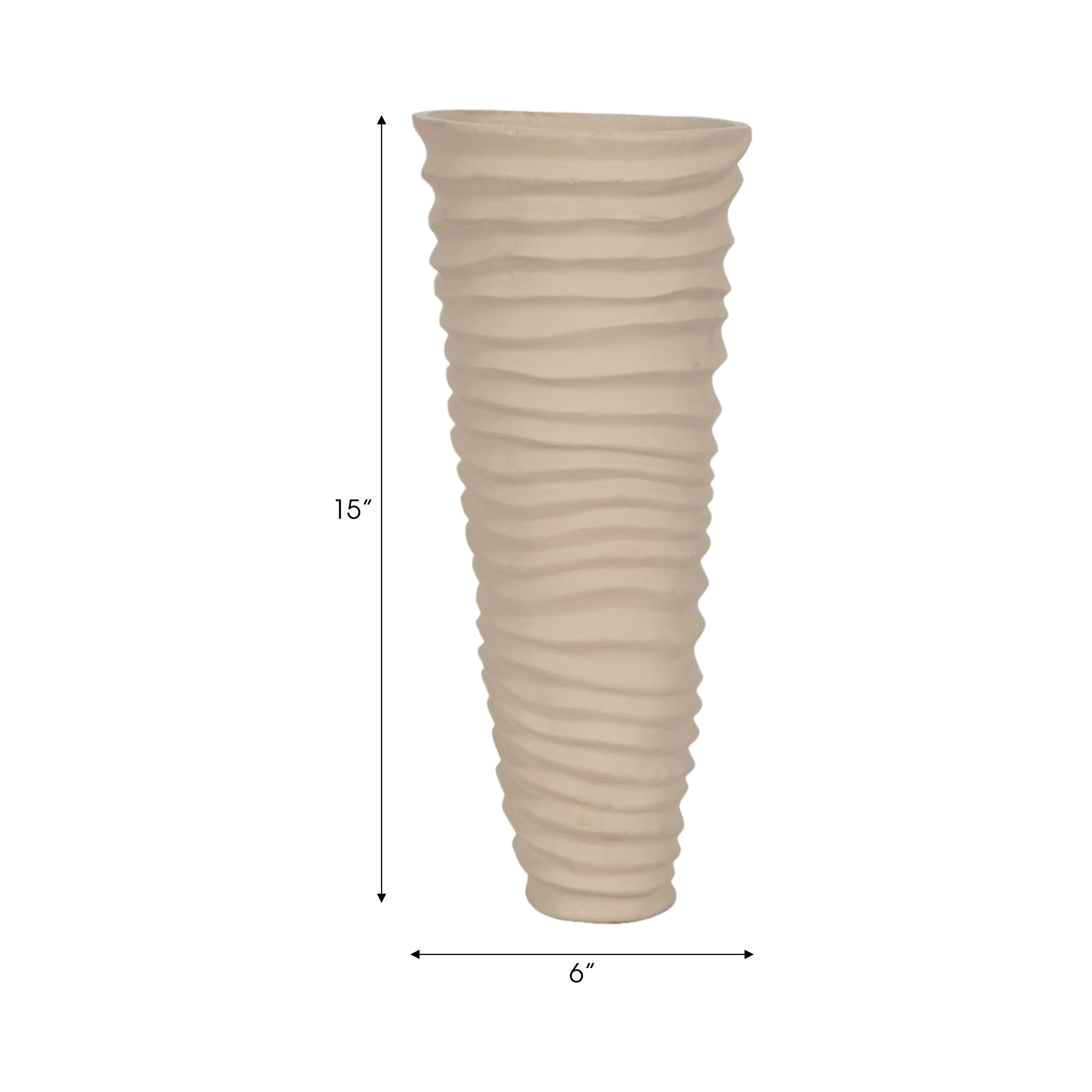 METAL 15", RUGGED VASE, IVORY/NICKEL