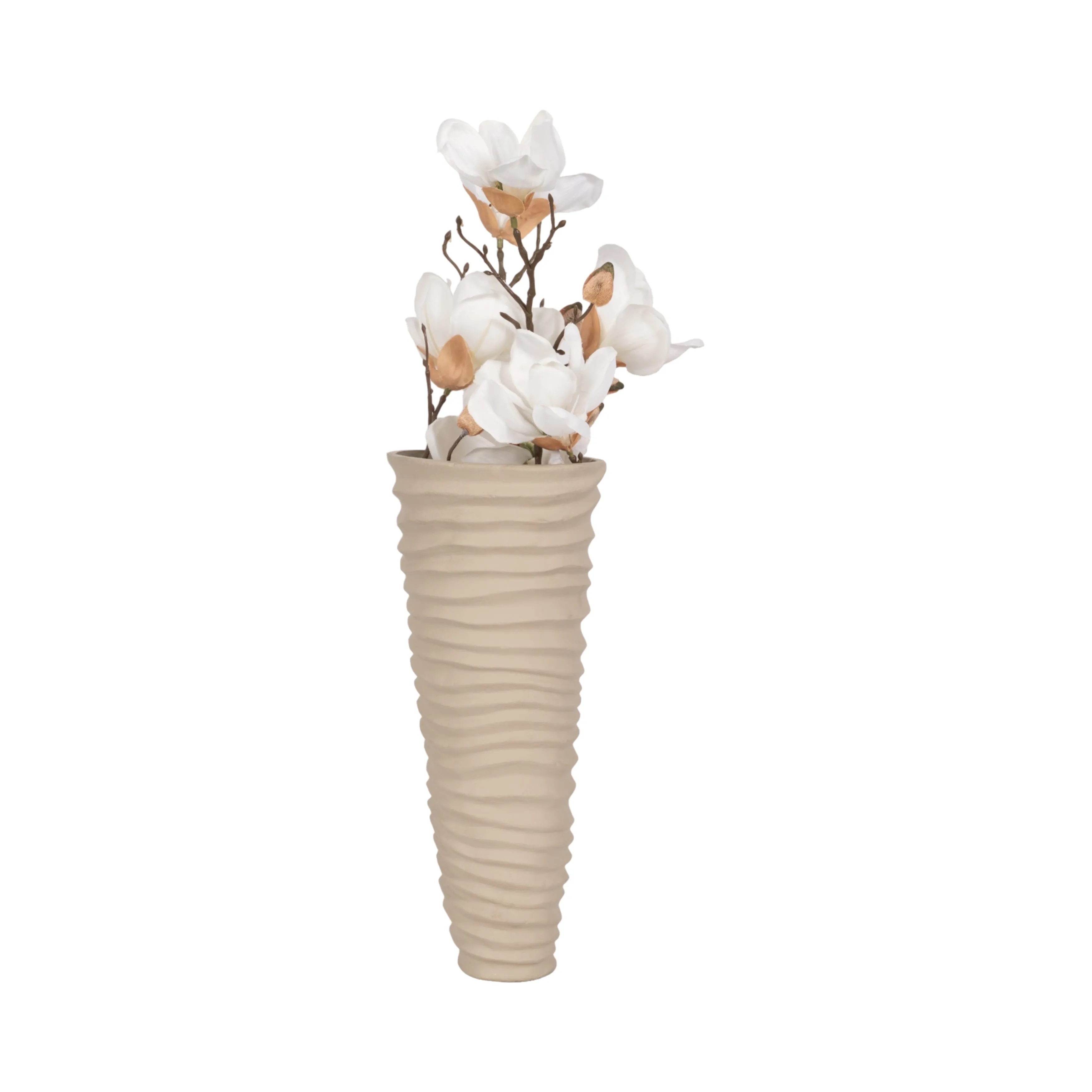 METAL 15", RUGGED VASE, IVORY/NICKEL