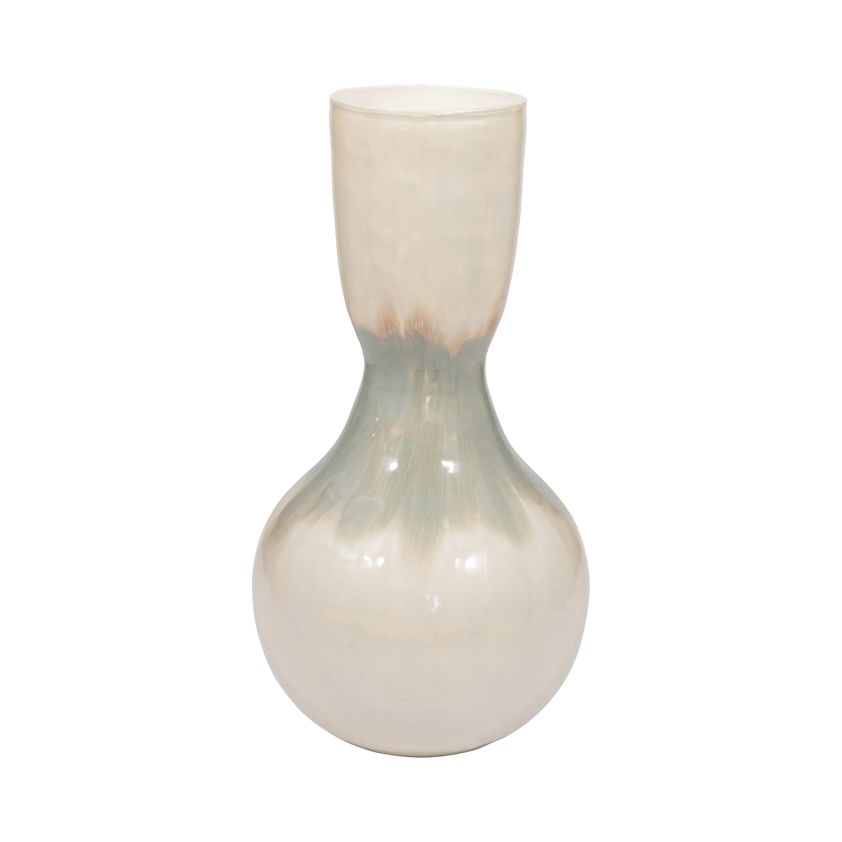 METAL, 18" BULBOUS VASE, PEARL