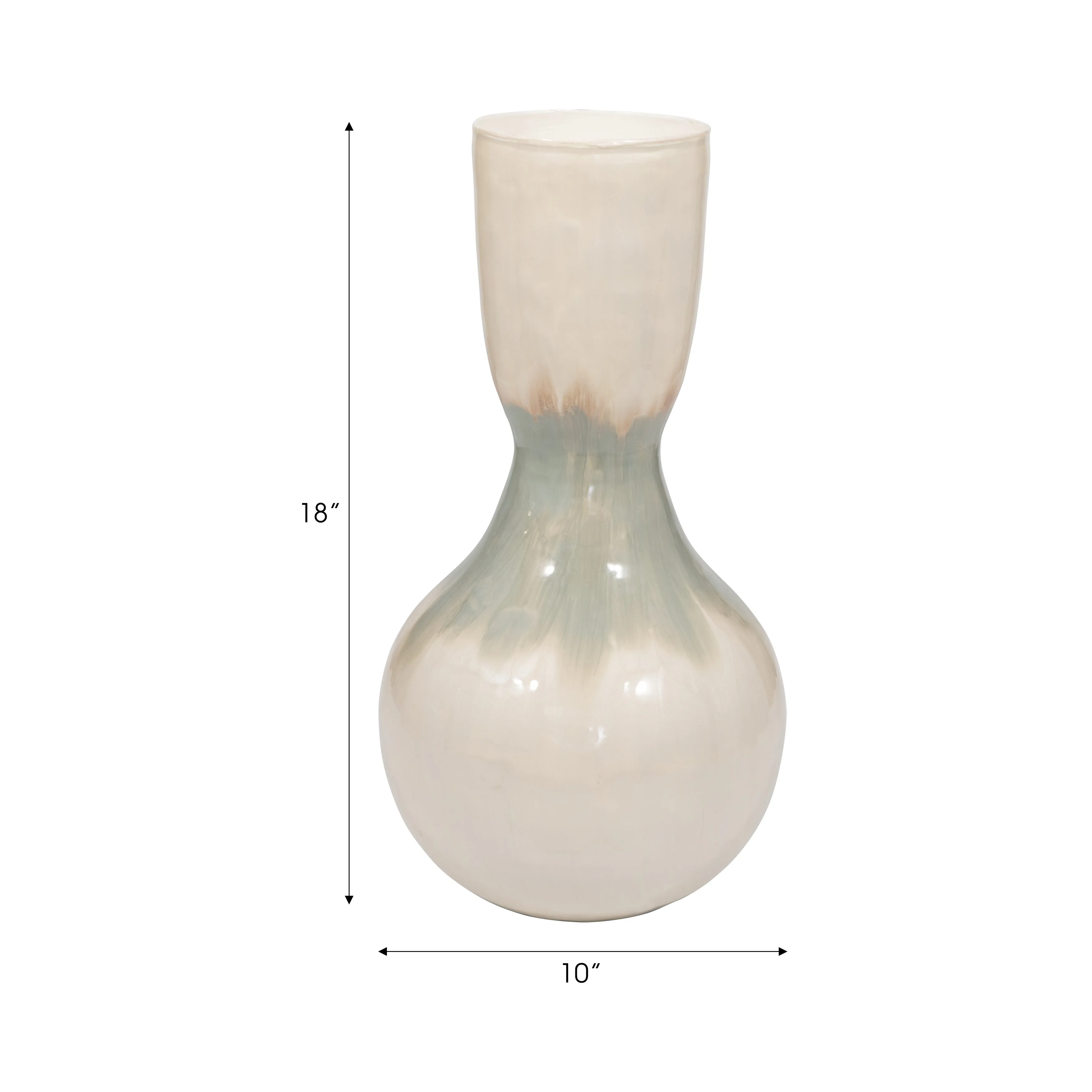 METAL, 18" BULBOUS VASE, PEARL