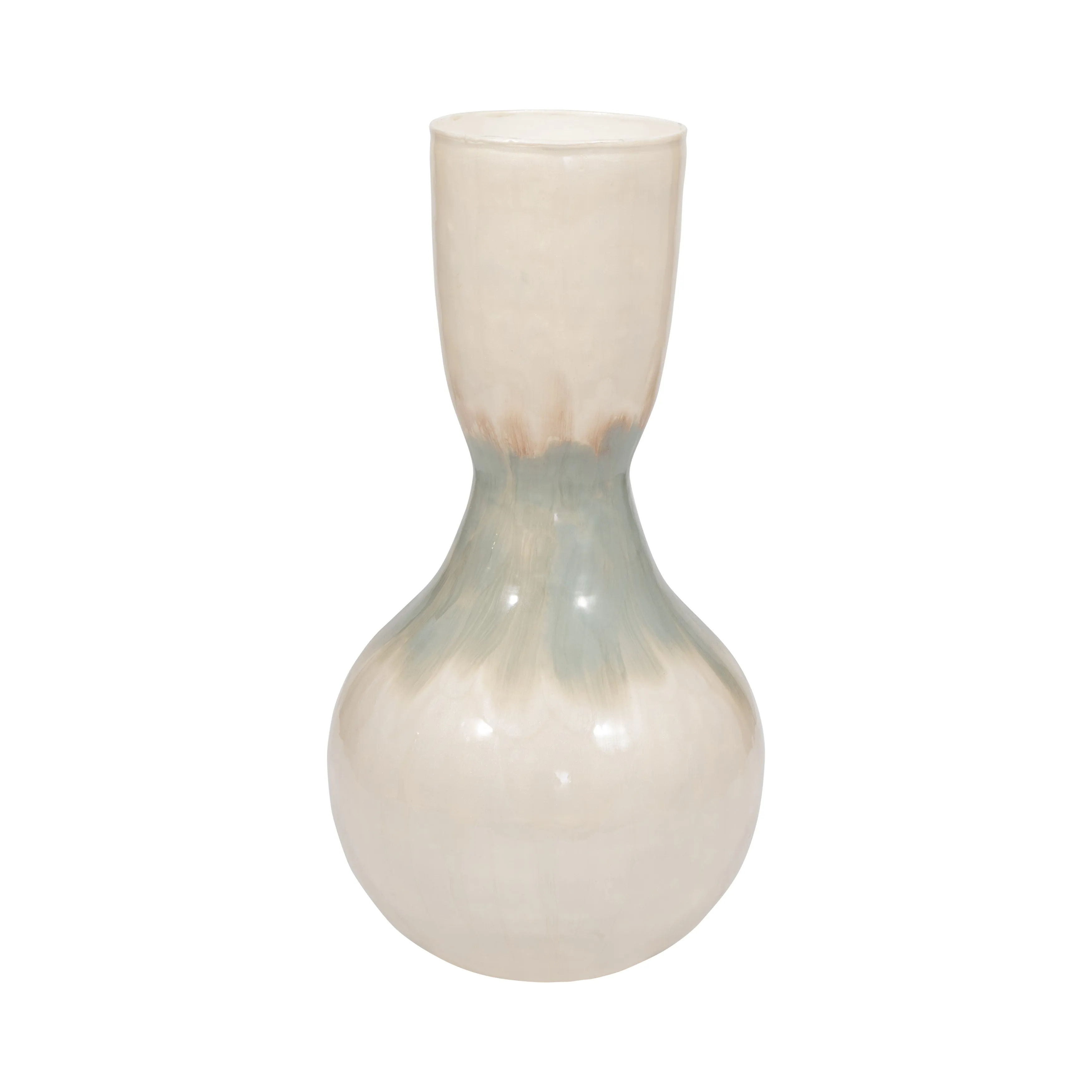 METAL, 18" BULBOUS VASE, PEARL