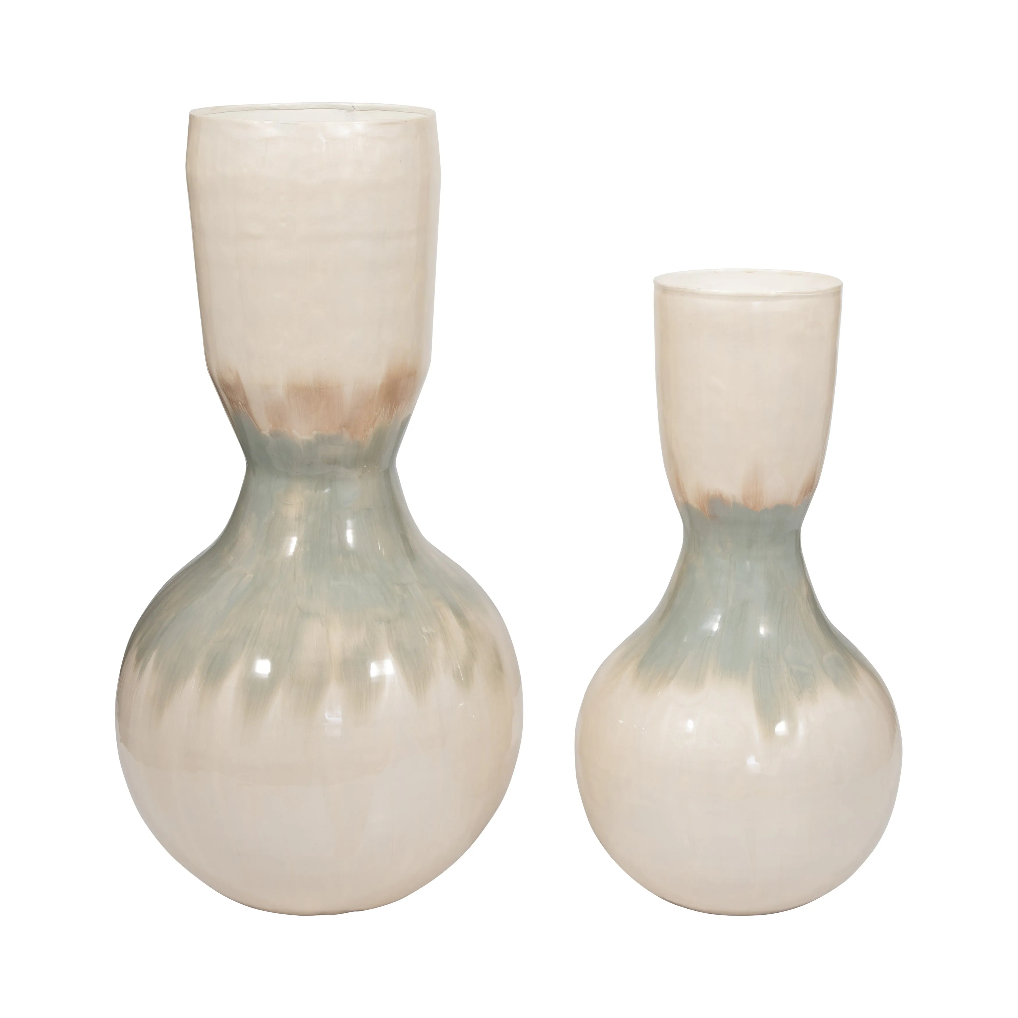 METAL, 18" BULBOUS VASE, PEARL