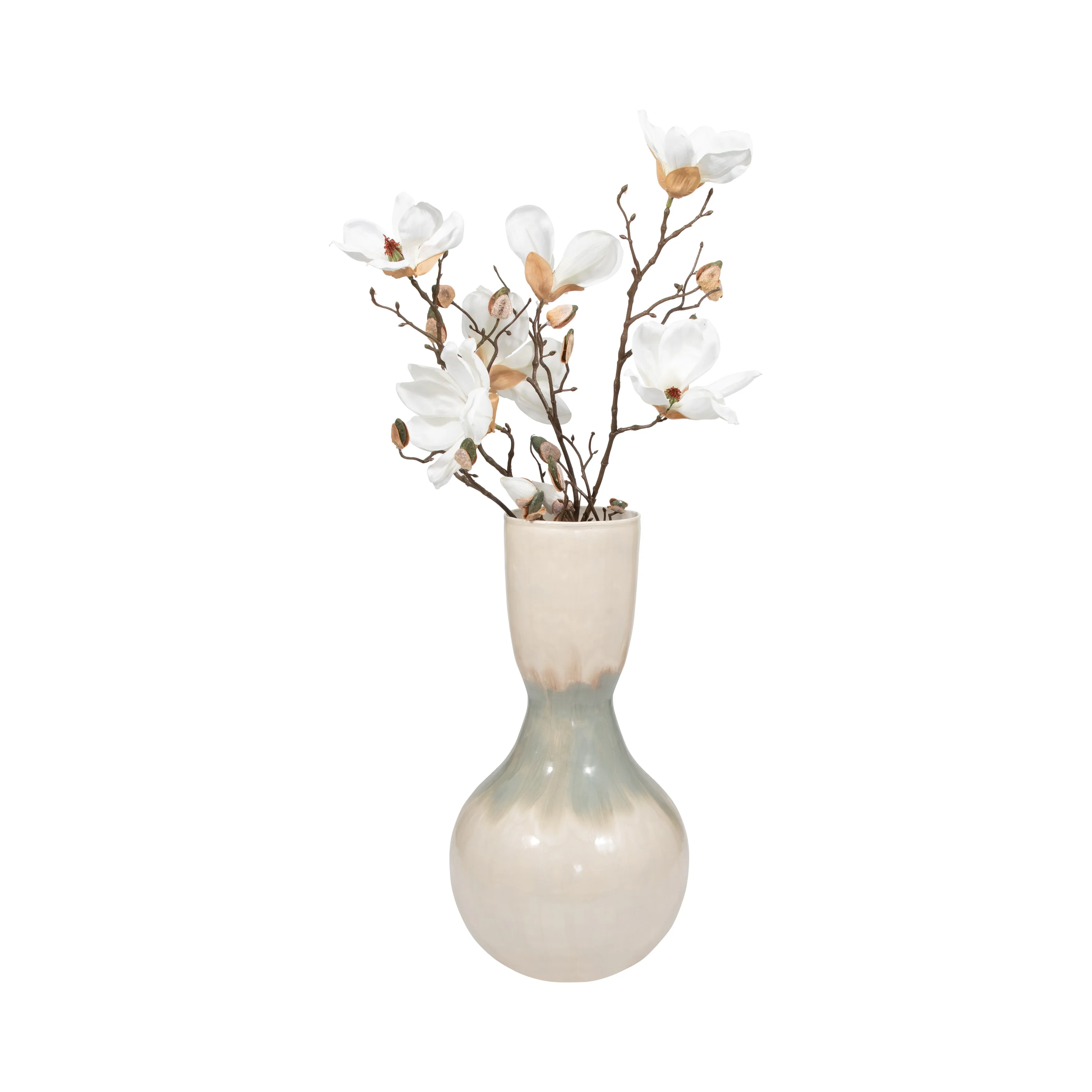 METAL, 18" BULBOUS VASE, PEARL