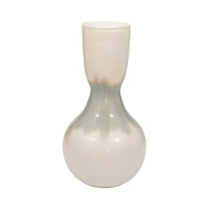 METAL, 18" BULBOUS VASE, PEARL