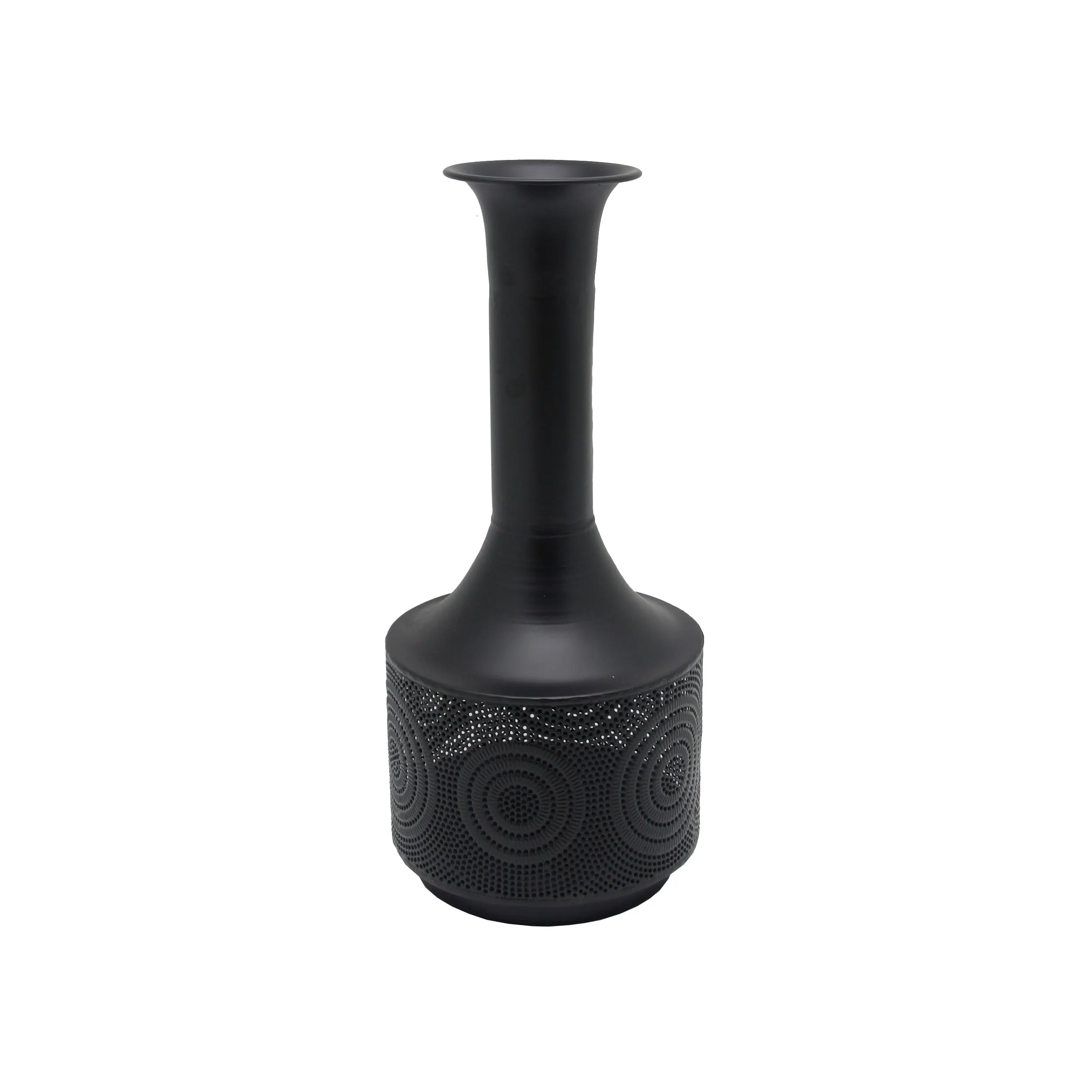 METAL 19" TEXTURED VASE, BLACK