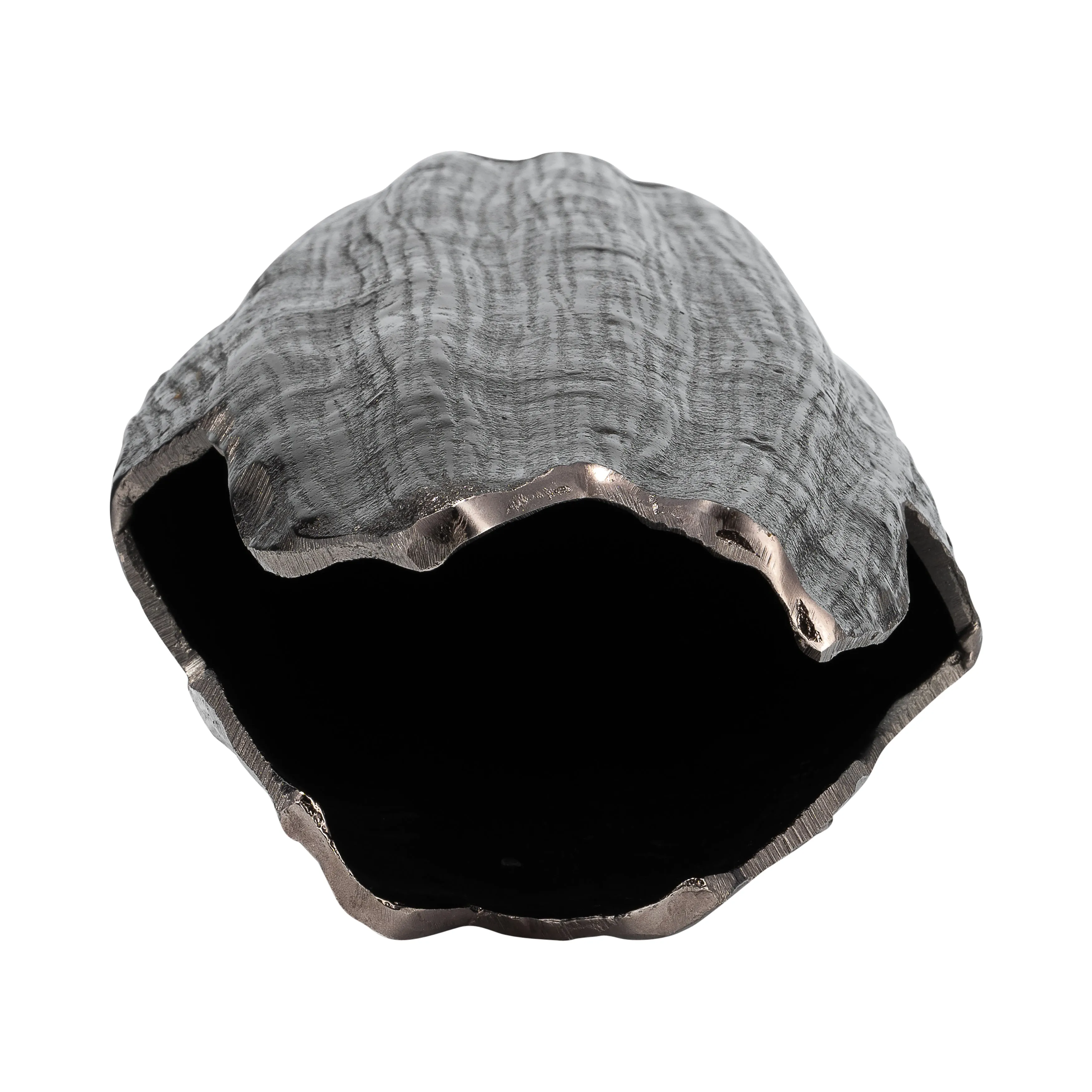 METAL, 20"H, ABSTRACT RIDGED VASE, BLK NICKEL