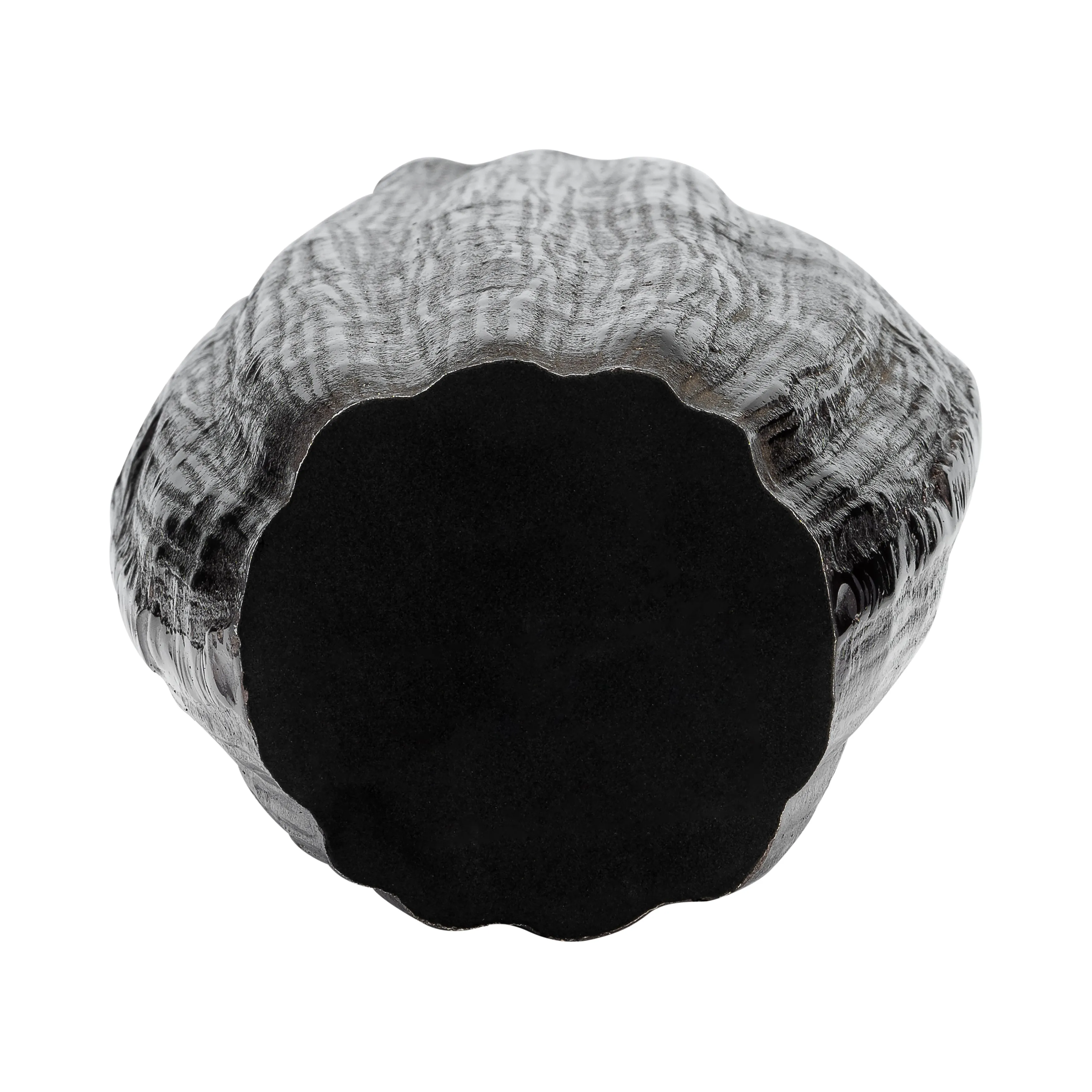METAL, 20"H, ABSTRACT RIDGED VASE, BLK NICKEL