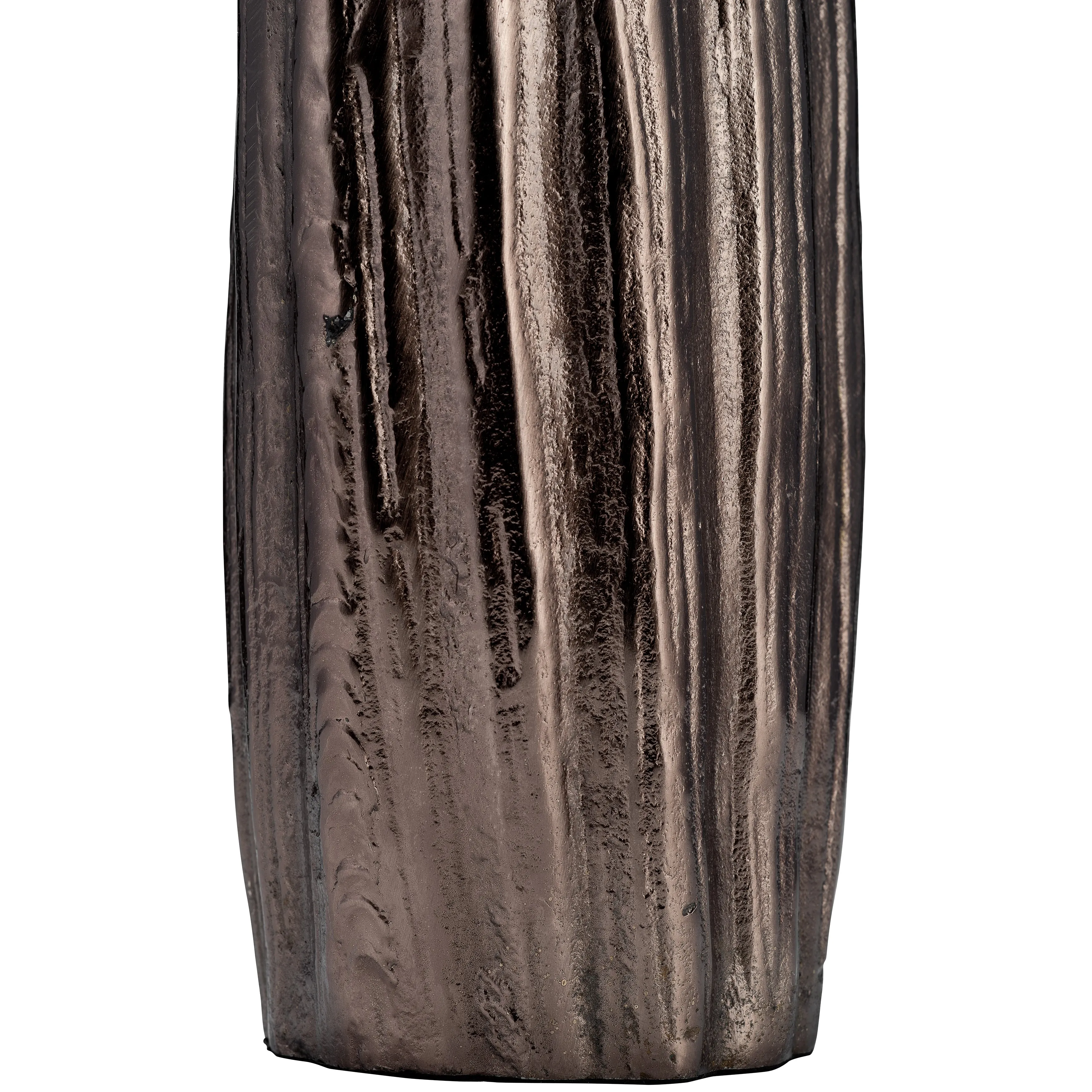 METAL, 20"H, ABSTRACT RIDGED VASE, BLK NICKEL