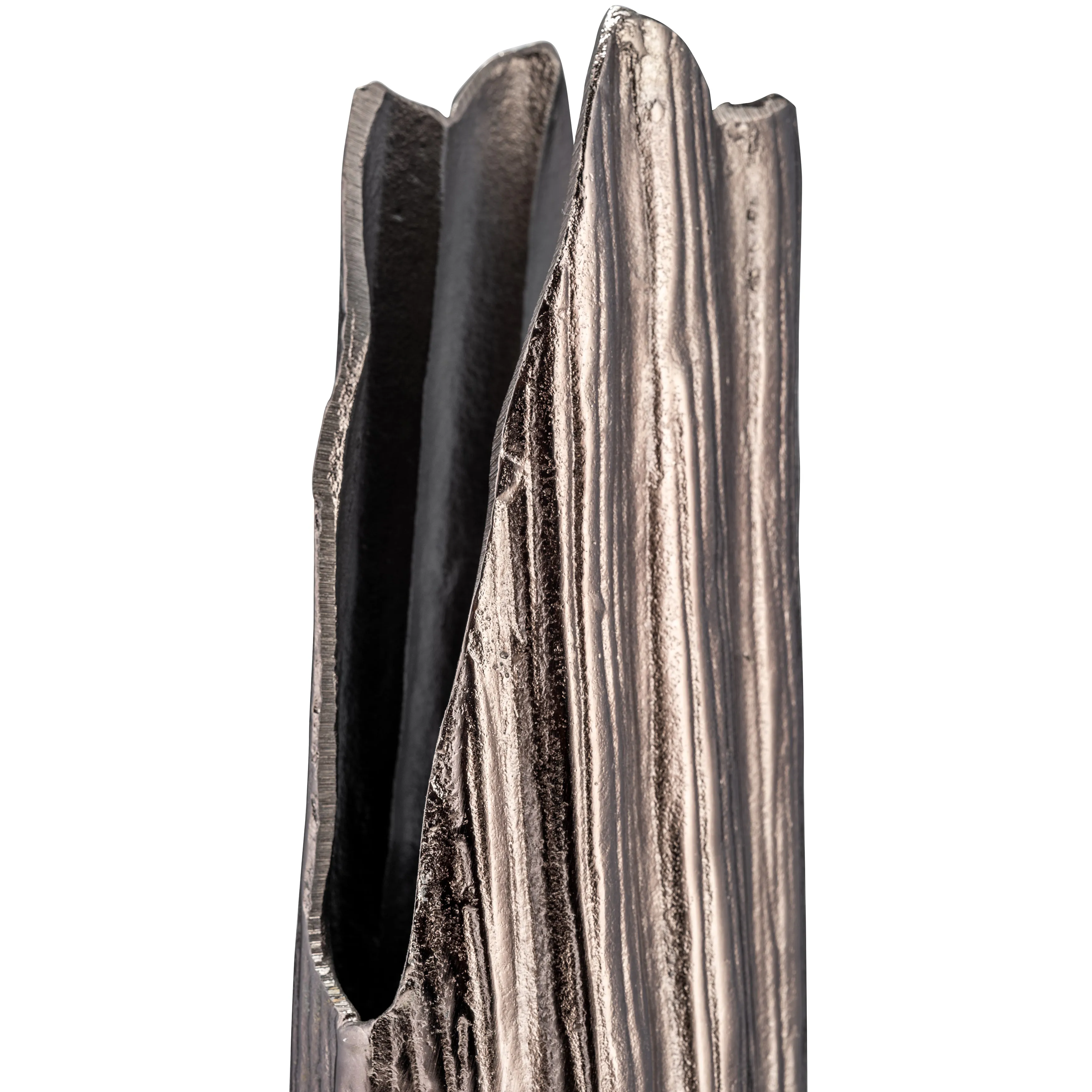 METAL, 20"H, ABSTRACT RIDGED VASE, BLK NICKEL