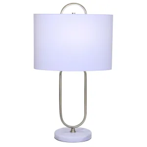 METAL 26" PAPER CLIP TABLE LAMP ON MARBLE BASE, GO