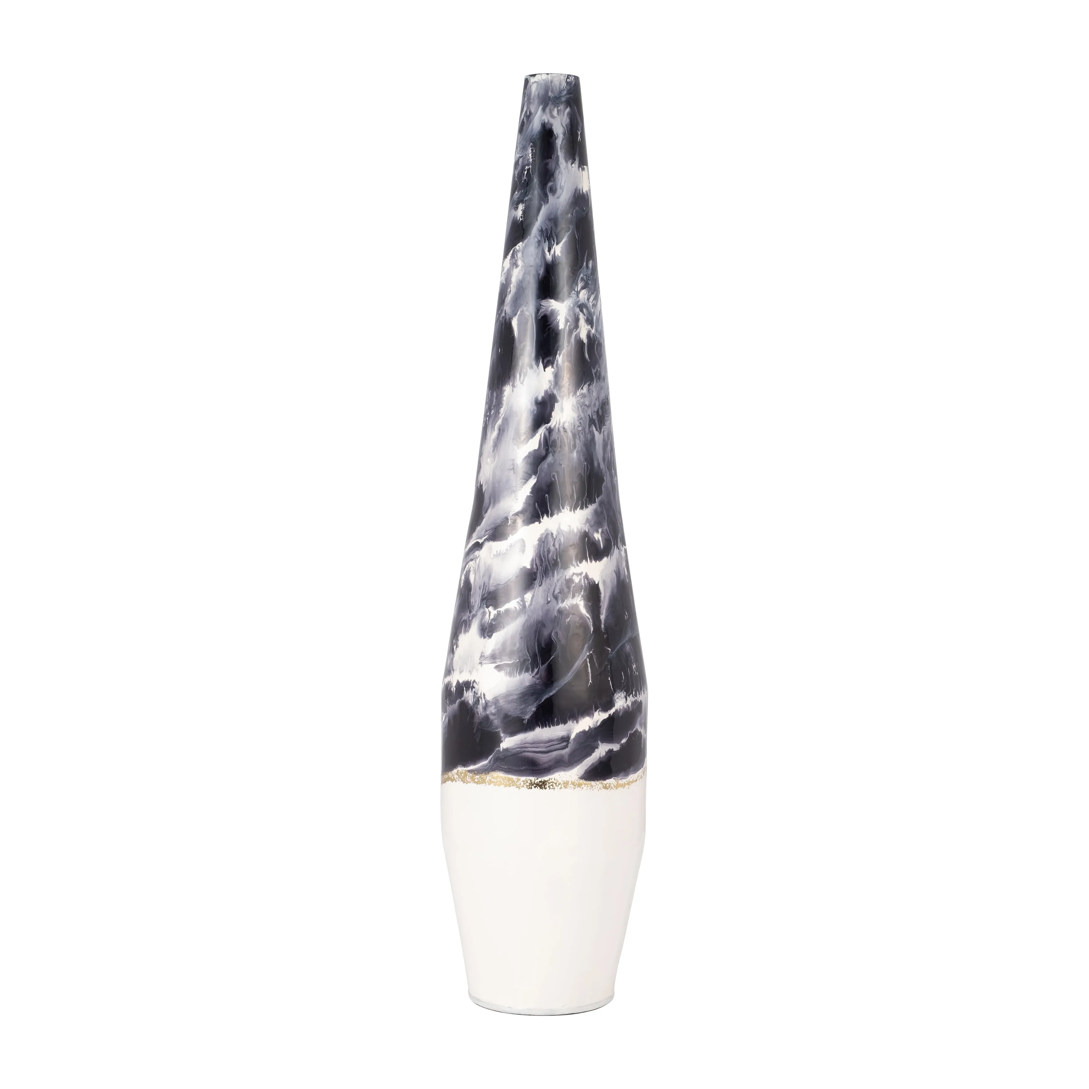 METAL, 35" NEPTUNE FLOOR VASE, IVORY/NAVY