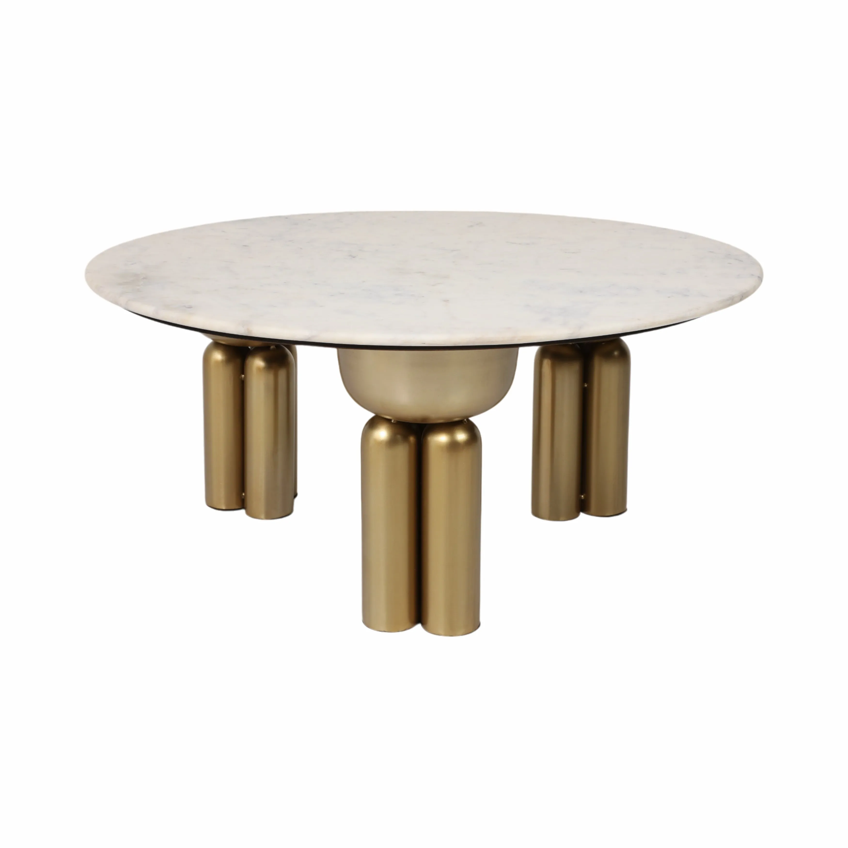 Metal, 36" Marble Top Coffee Table, Gold/white,kd