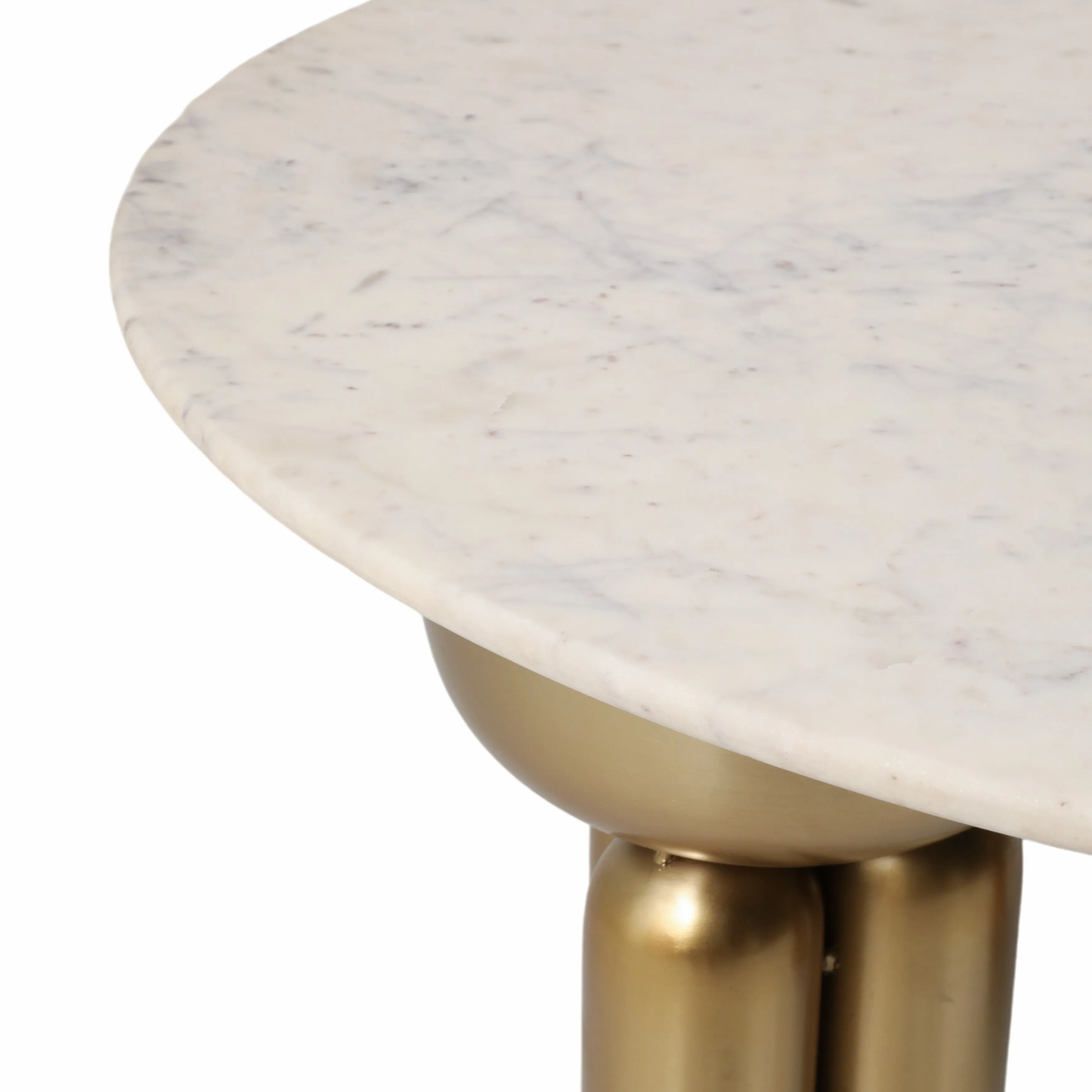 Metal, 36" Marble Top Coffee Table, Gold/white,kd