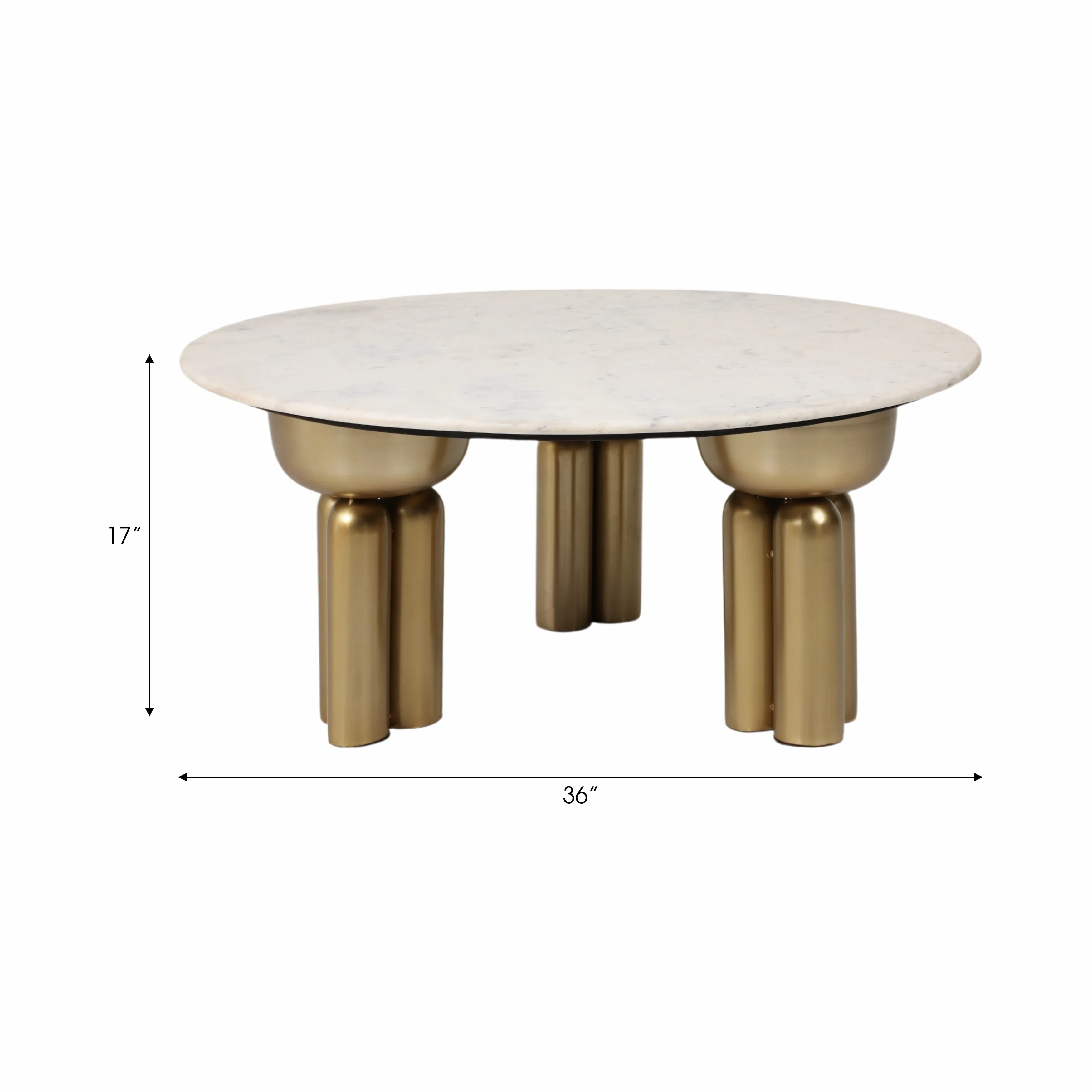 Metal, 36" Marble Top Coffee Table, Gold/white,kd