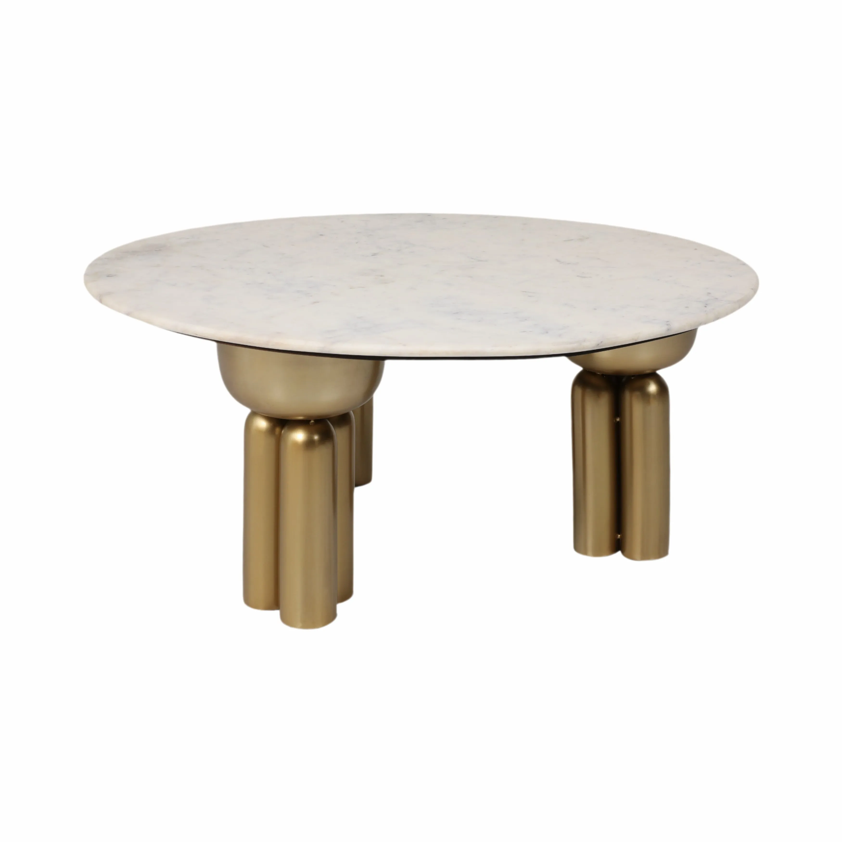 Metal, 36" Marble Top Coffee Table, Gold/white,kd