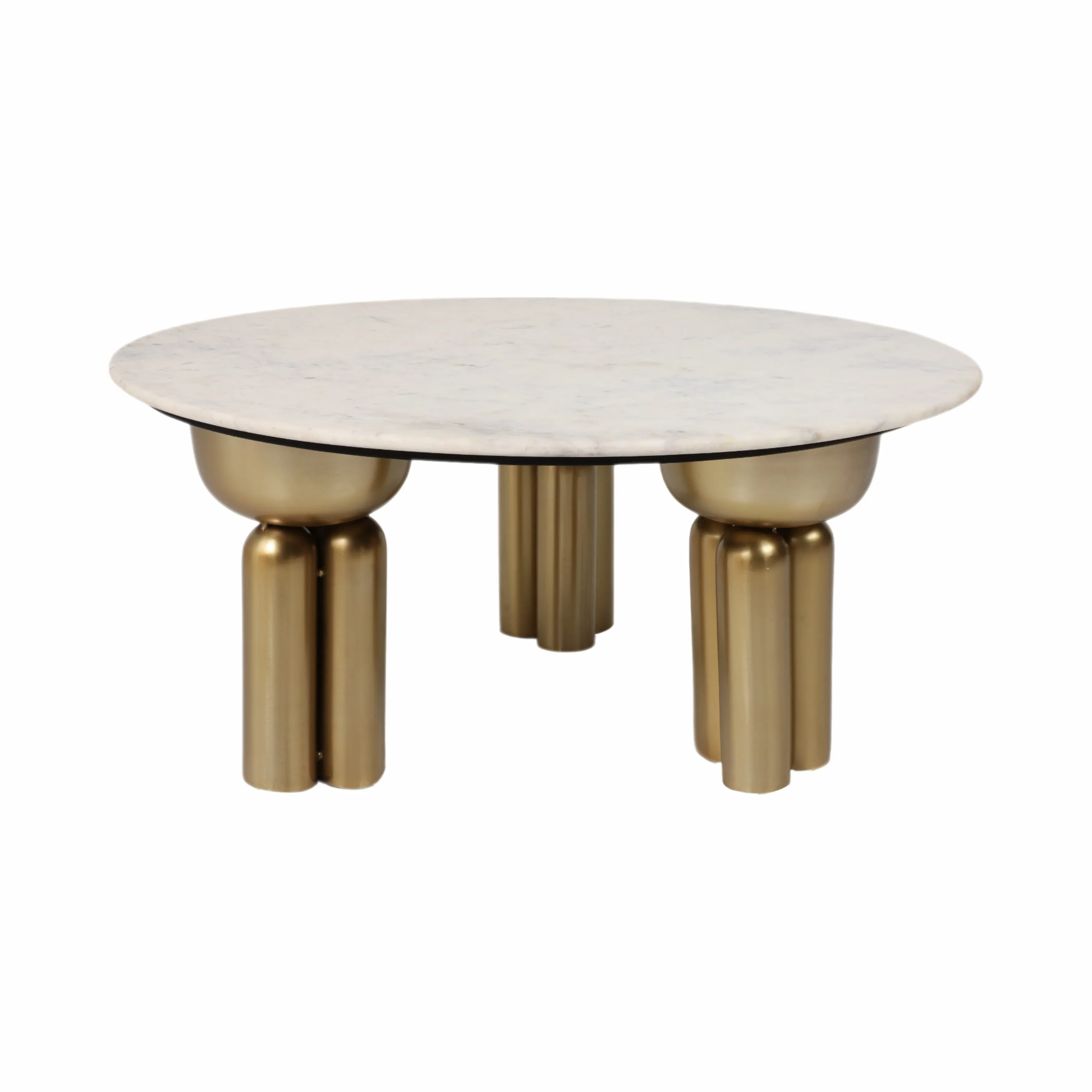 Metal, 36" Marble Top Coffee Table, Gold/white,kd