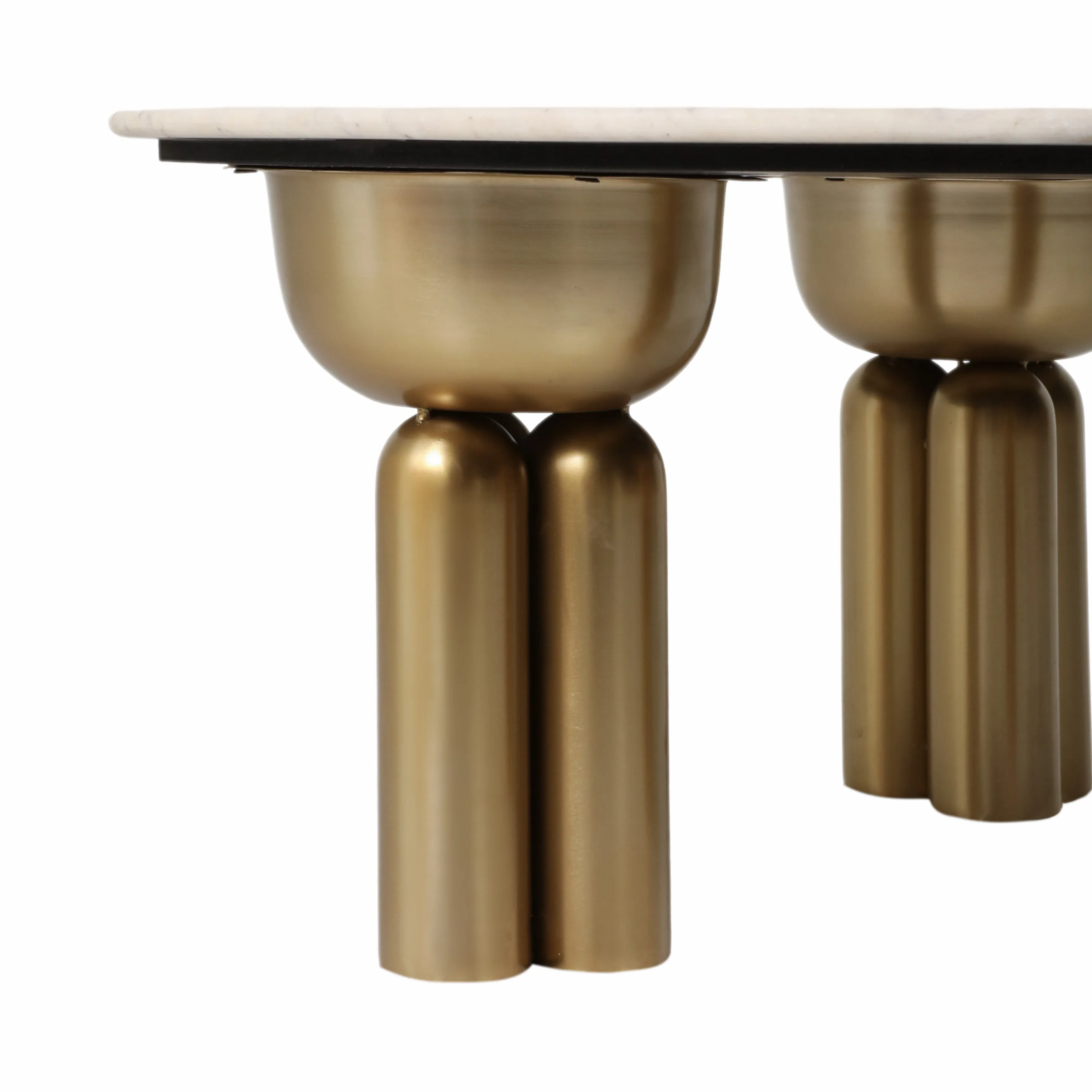 Metal, 36" Marble Top Coffee Table, Gold/white,kd
