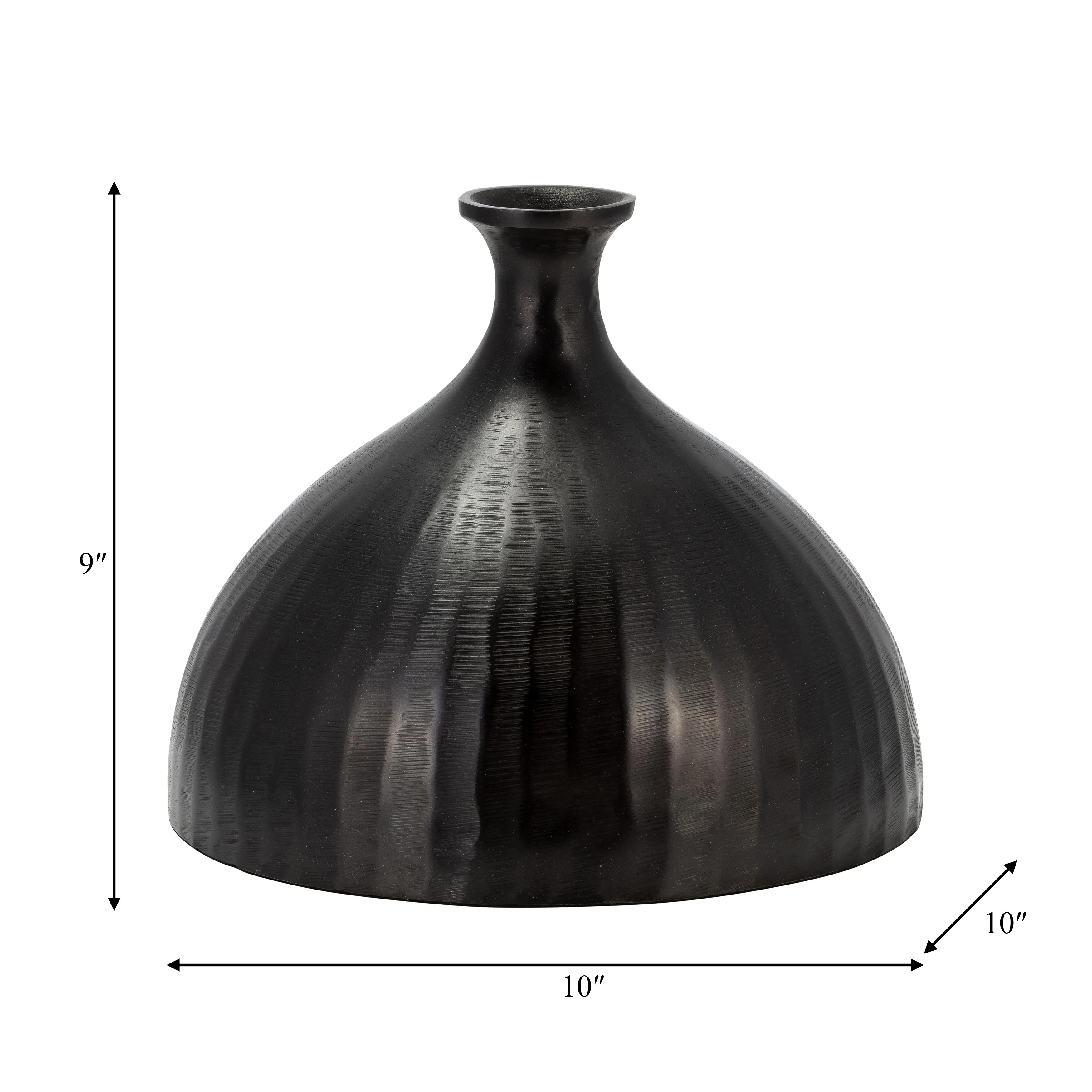 Metal, 9" Bulbous Vase, Bronze